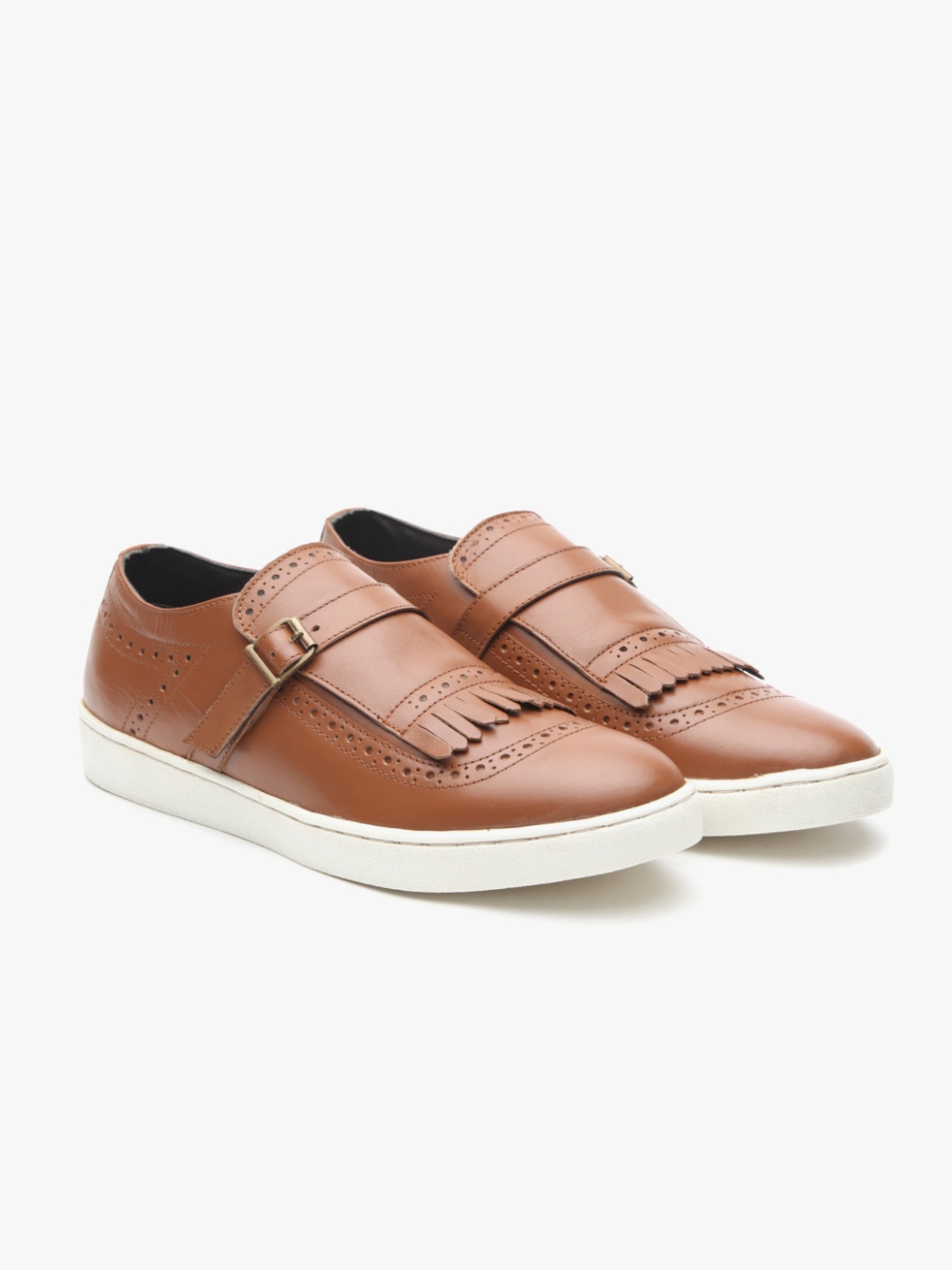 

Carlton London Men Tan Brown Leather Monks