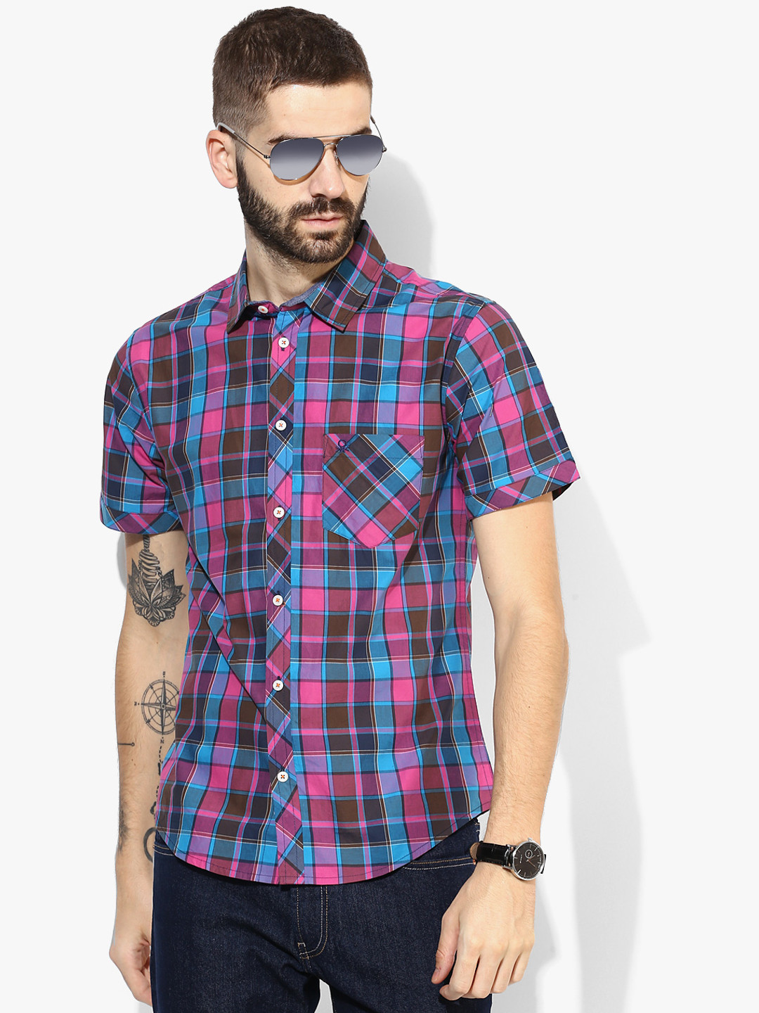 

Pink Checked Slim Fit Casual Shirt