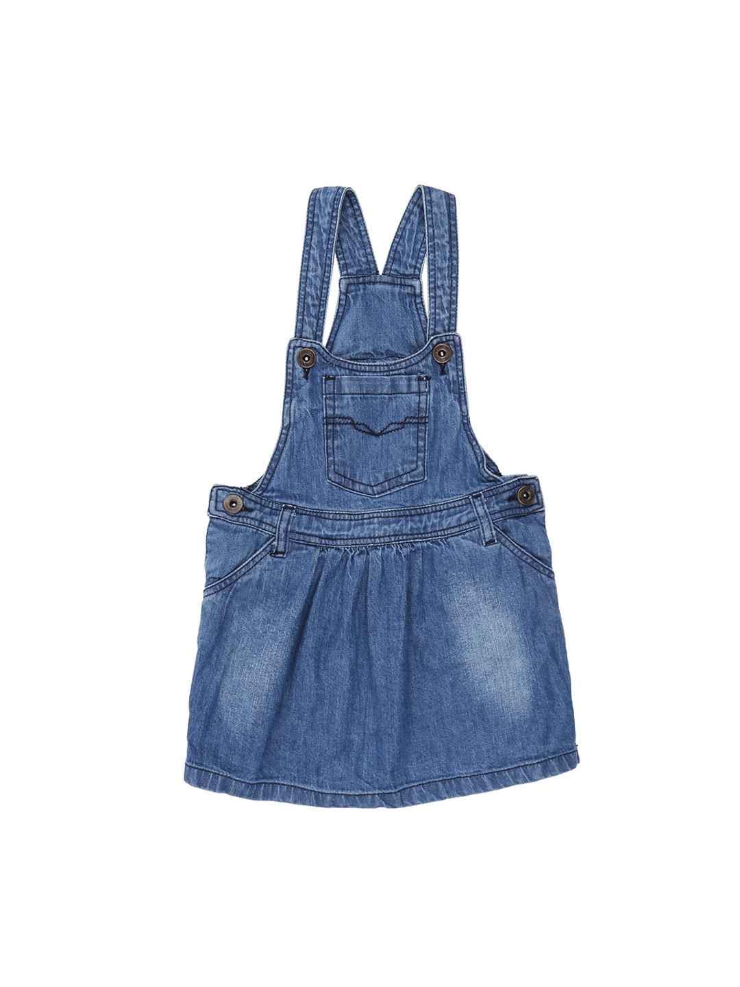 

CHALK by Pantaloons Girls Blue Solid Pinafore Denim Dress
