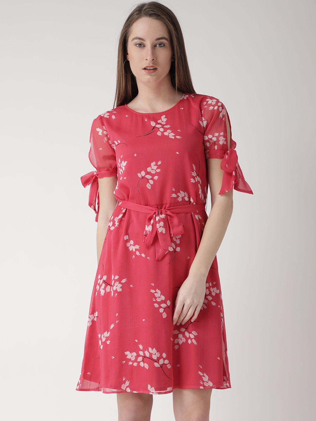 

The Vanca Women Red Printed Fit and Flare Dress