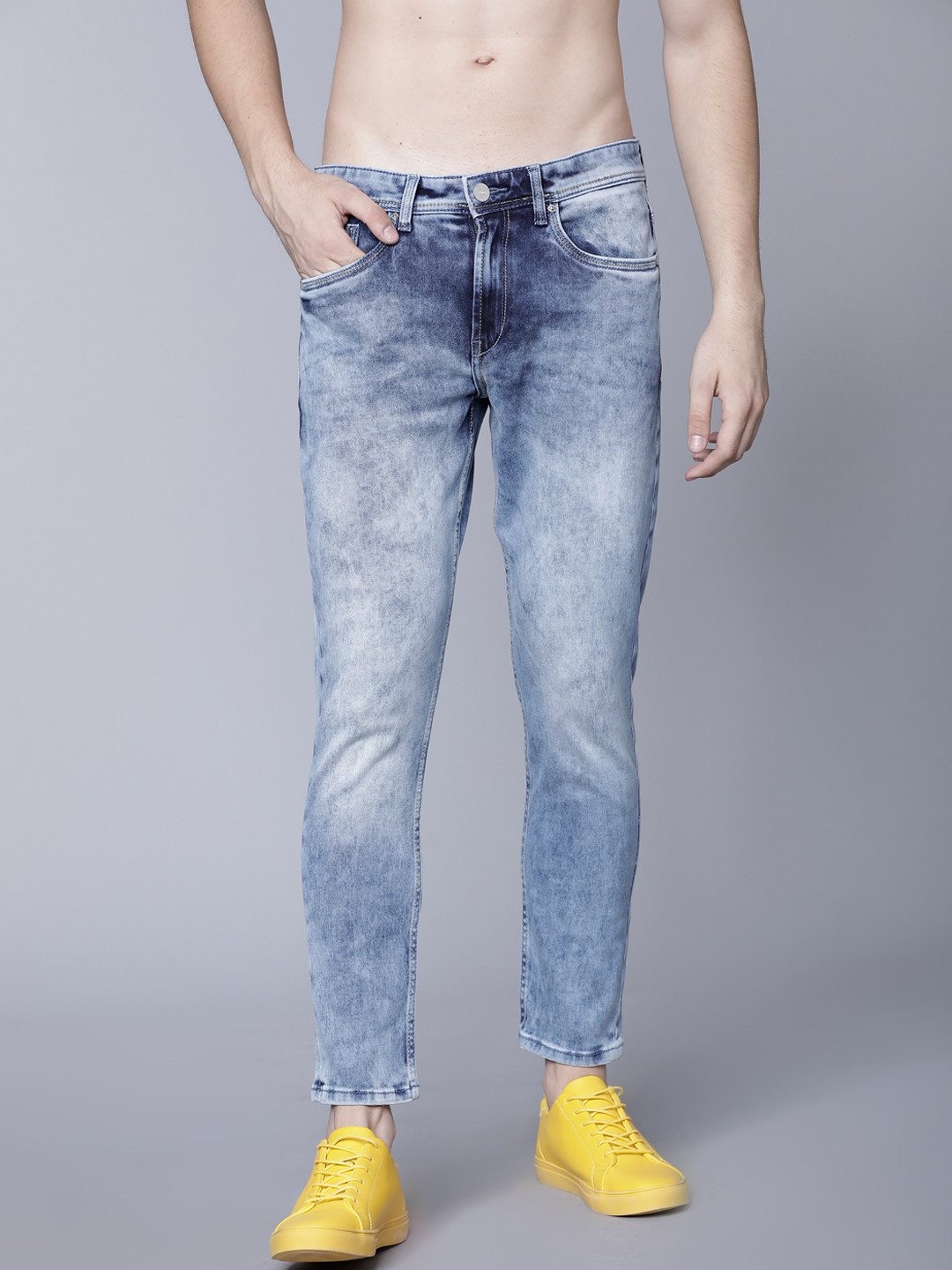 

LOCOMOTIVE Men Blue Tapered Fit Mid-Rise Clean Look Stretchable Jeans