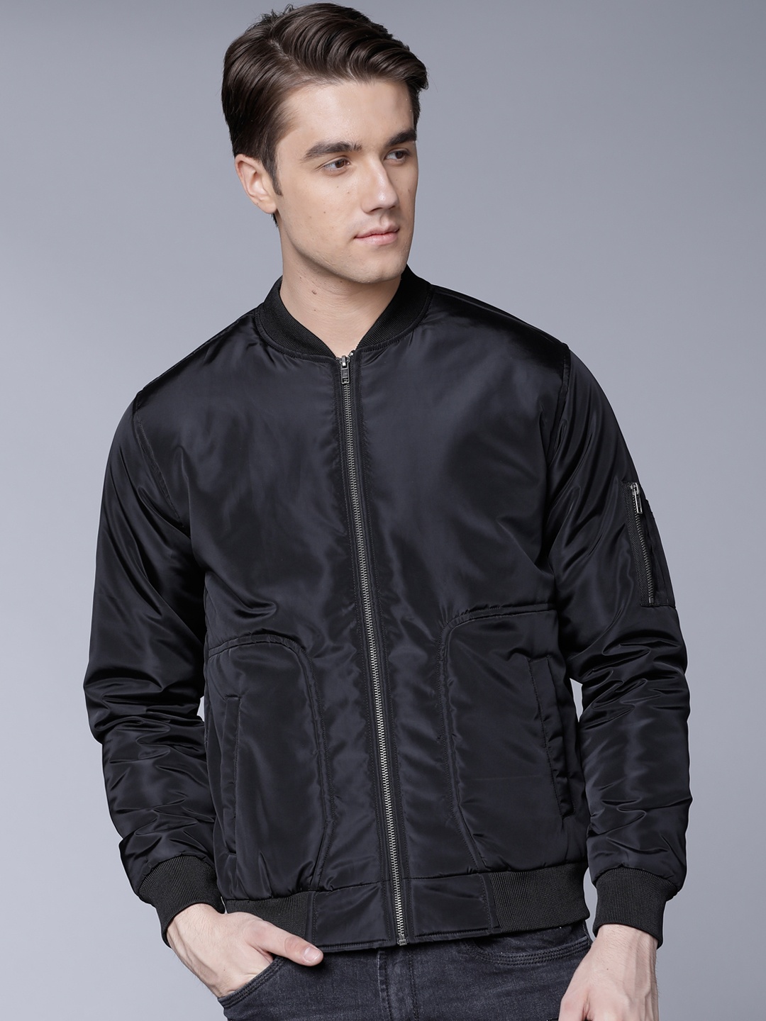 

LOCOMOTIVE Men Black Solid Padded Jacket