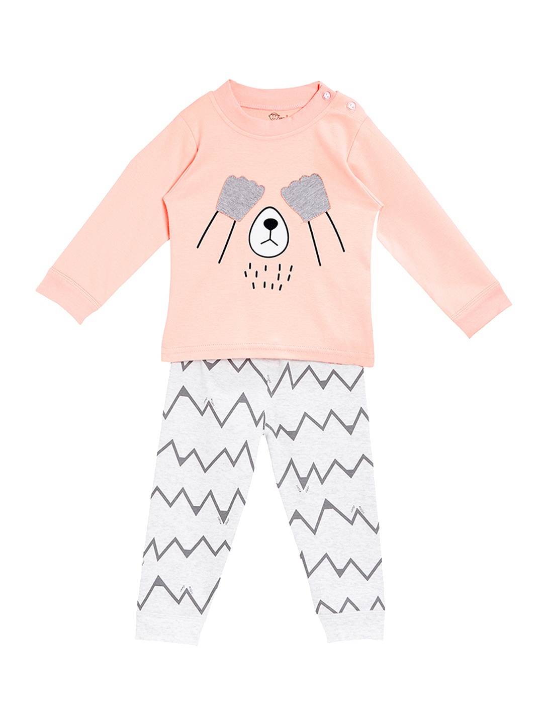 

Camey Kids Orange & White Printed Night suit A-210