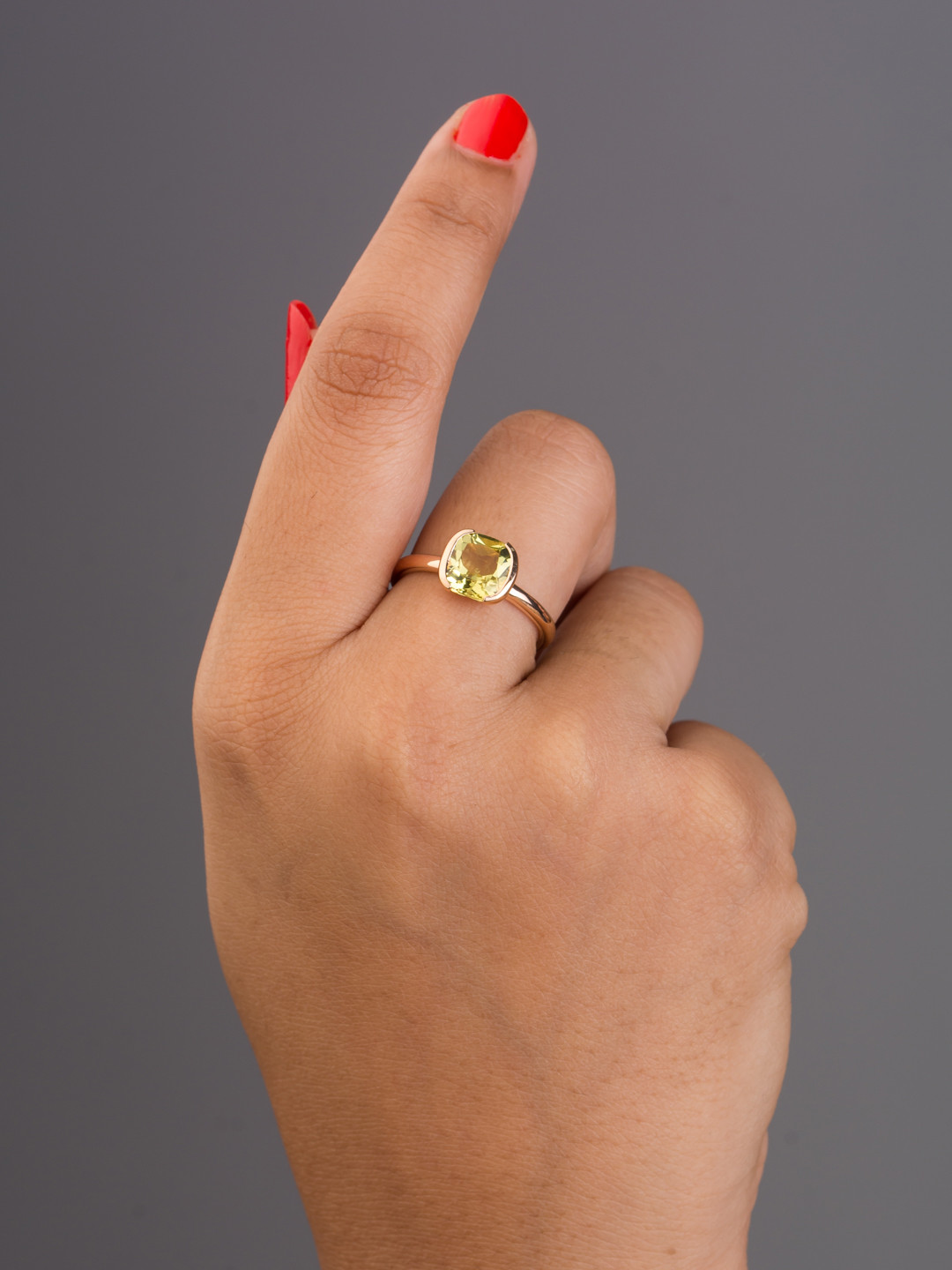 

TALISMAN Rose Gold-Plated & Embedded Yellow Quartz Stones Ring