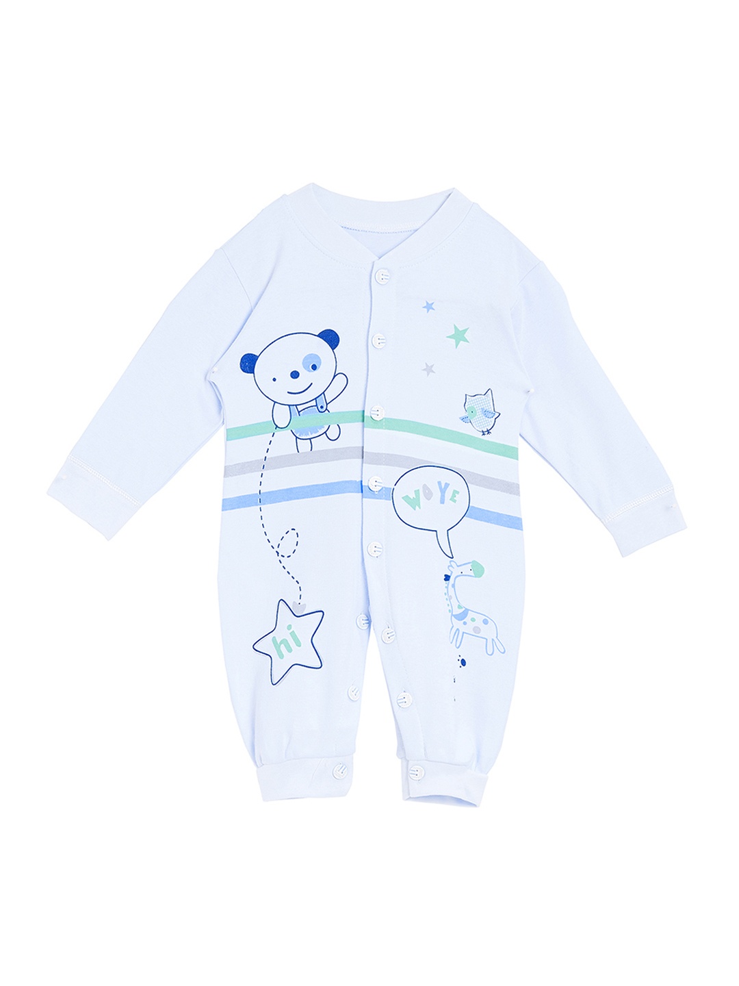 

Camey Unisex Blue Printed Romper