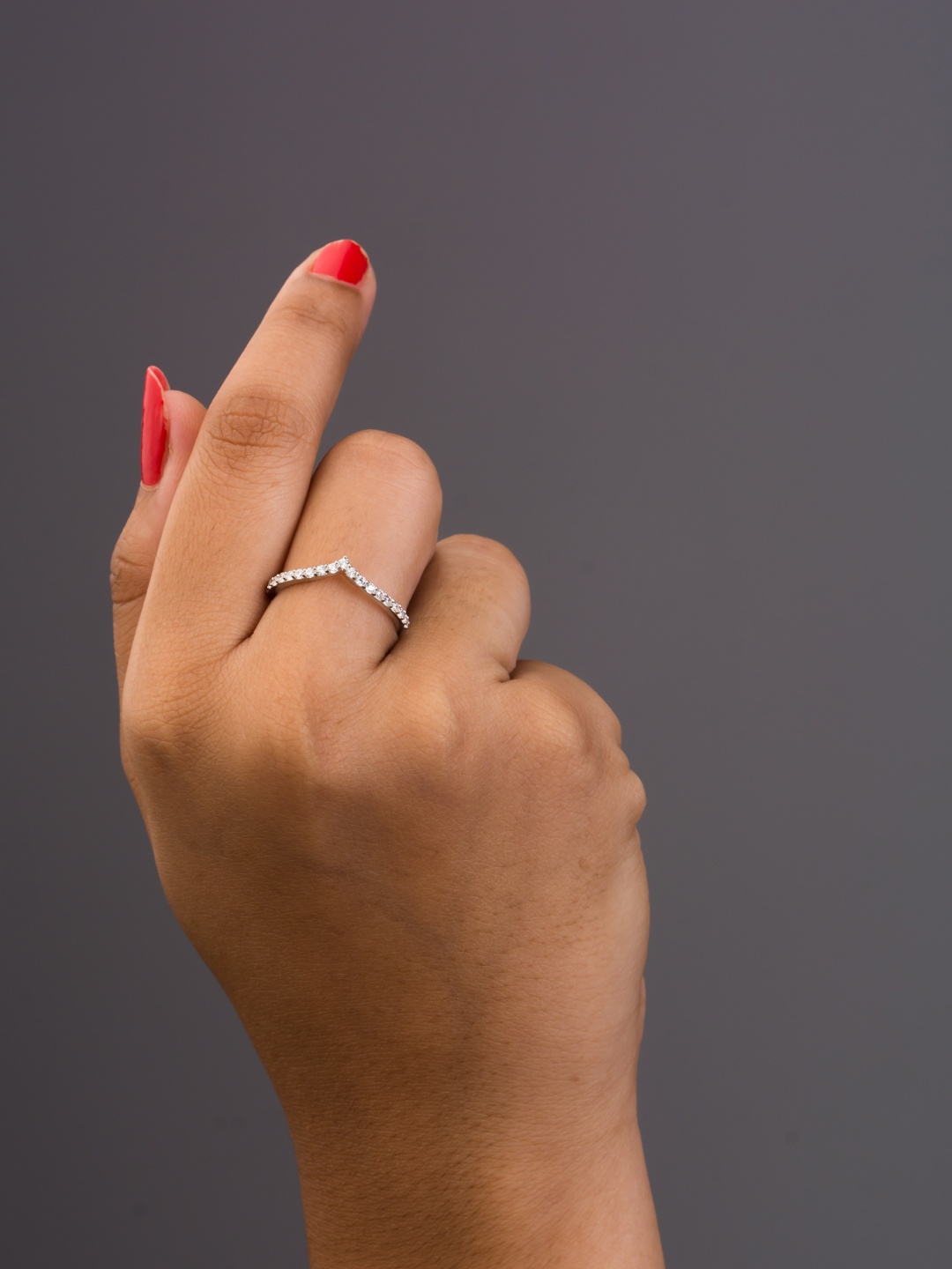 

TALISMAN Rose Gold-Plated and Cubic Zirconia Studded Finger Ring