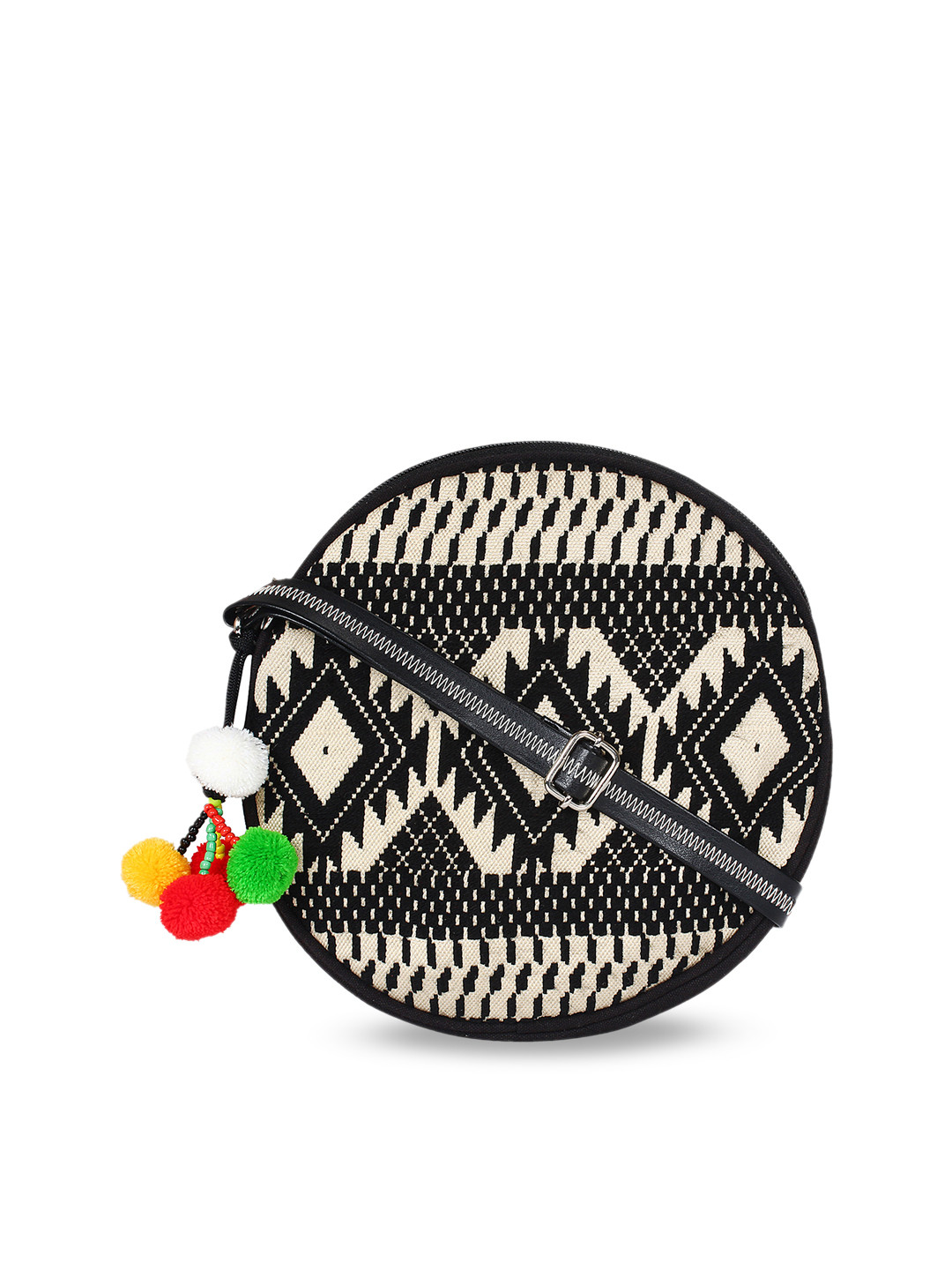 

Anekaant Black & White Self Design Sling Bag