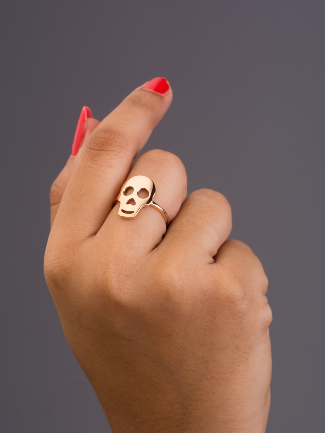 

TALISMAN Rose Gold Plated Handcrafted Skull-Shaped Ring