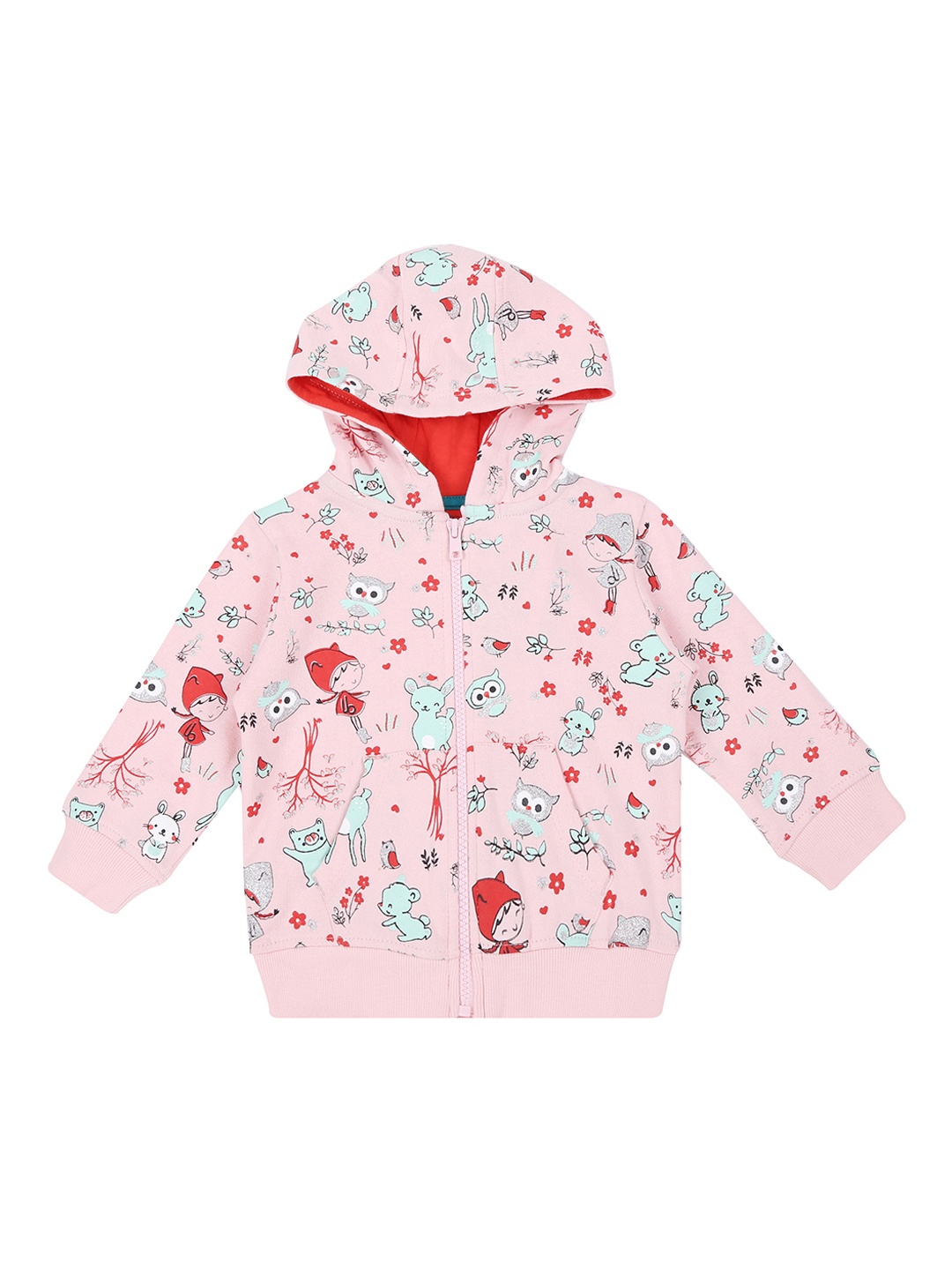 

Chirpie Pie by Pantaloons Girls Pink Printed Hooded Sweatshirt