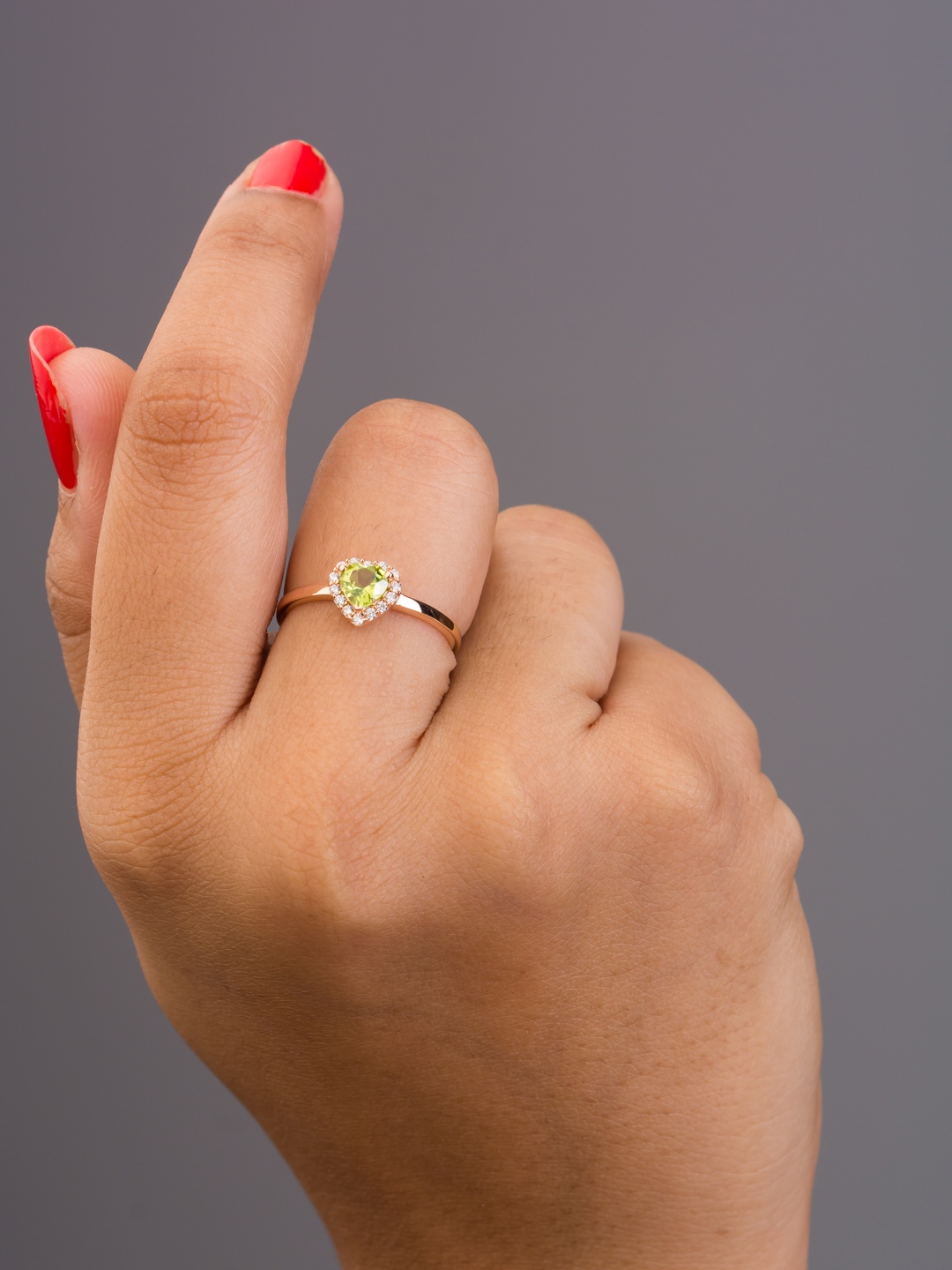 

TALISMAN Rose Gold-Plated Handcrafted Heart-Shaped Embedded CZ-Stones Ring