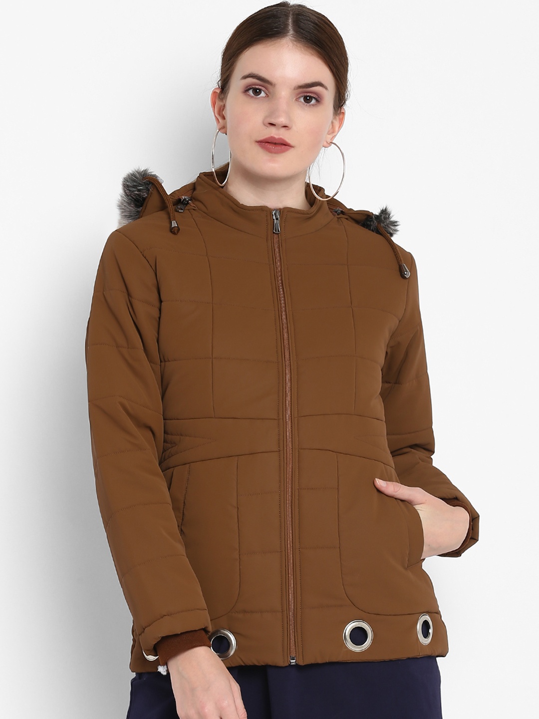 

Alsace Lorraine Paris Women Brown Solid Lightweight Puffer Jacket