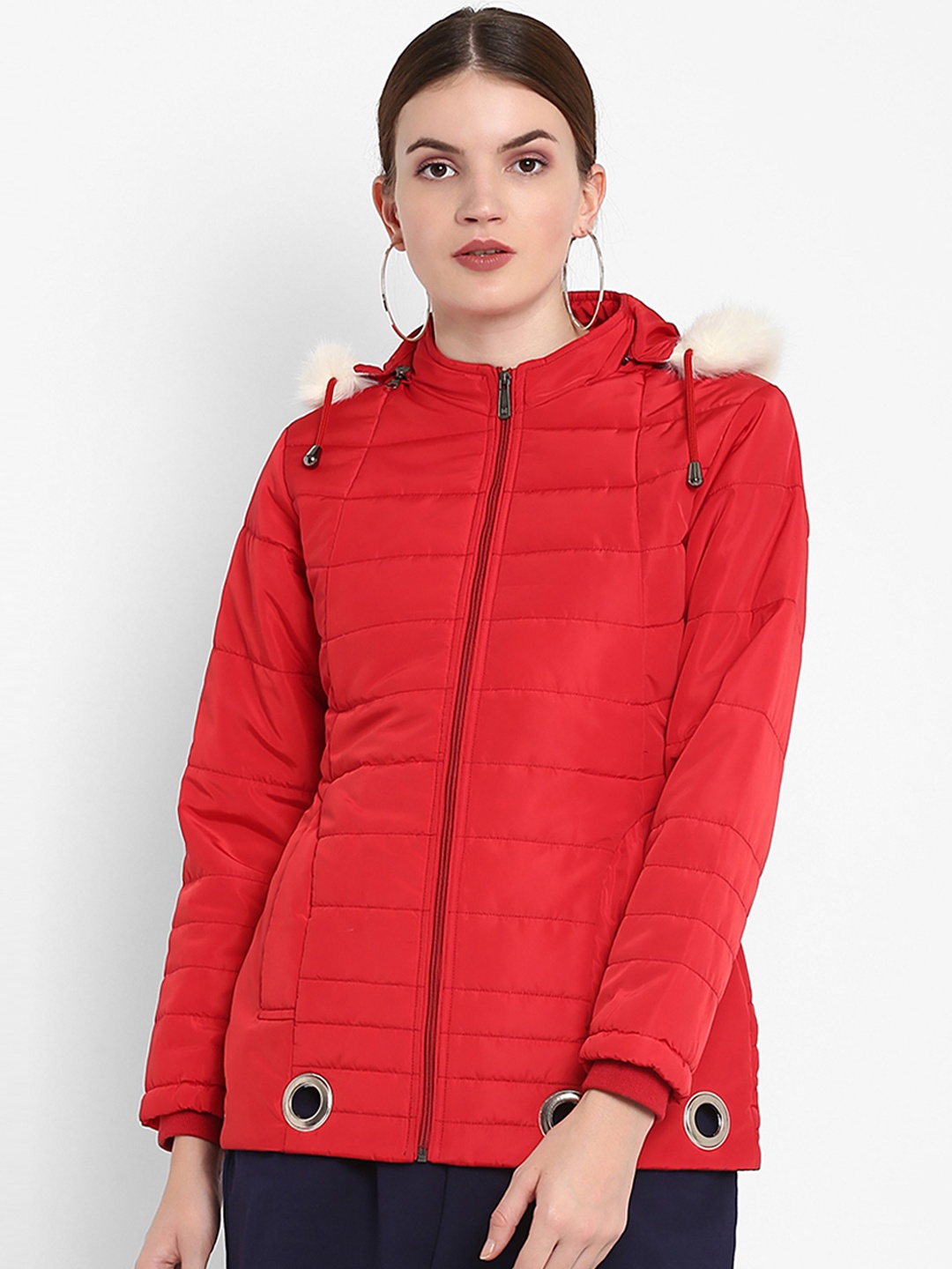 

Alsace Lorraine Paris Women Red Solid Lightweight Puffer Jacket