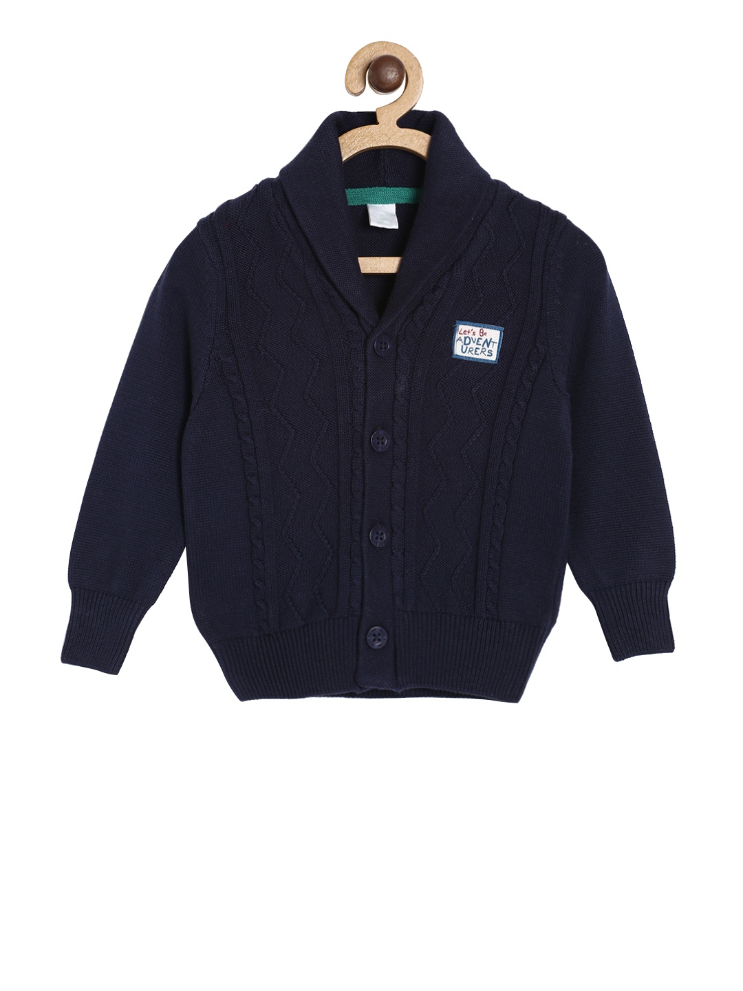 

MINI KLUB Boys Navy Blue Self Design Cardigan