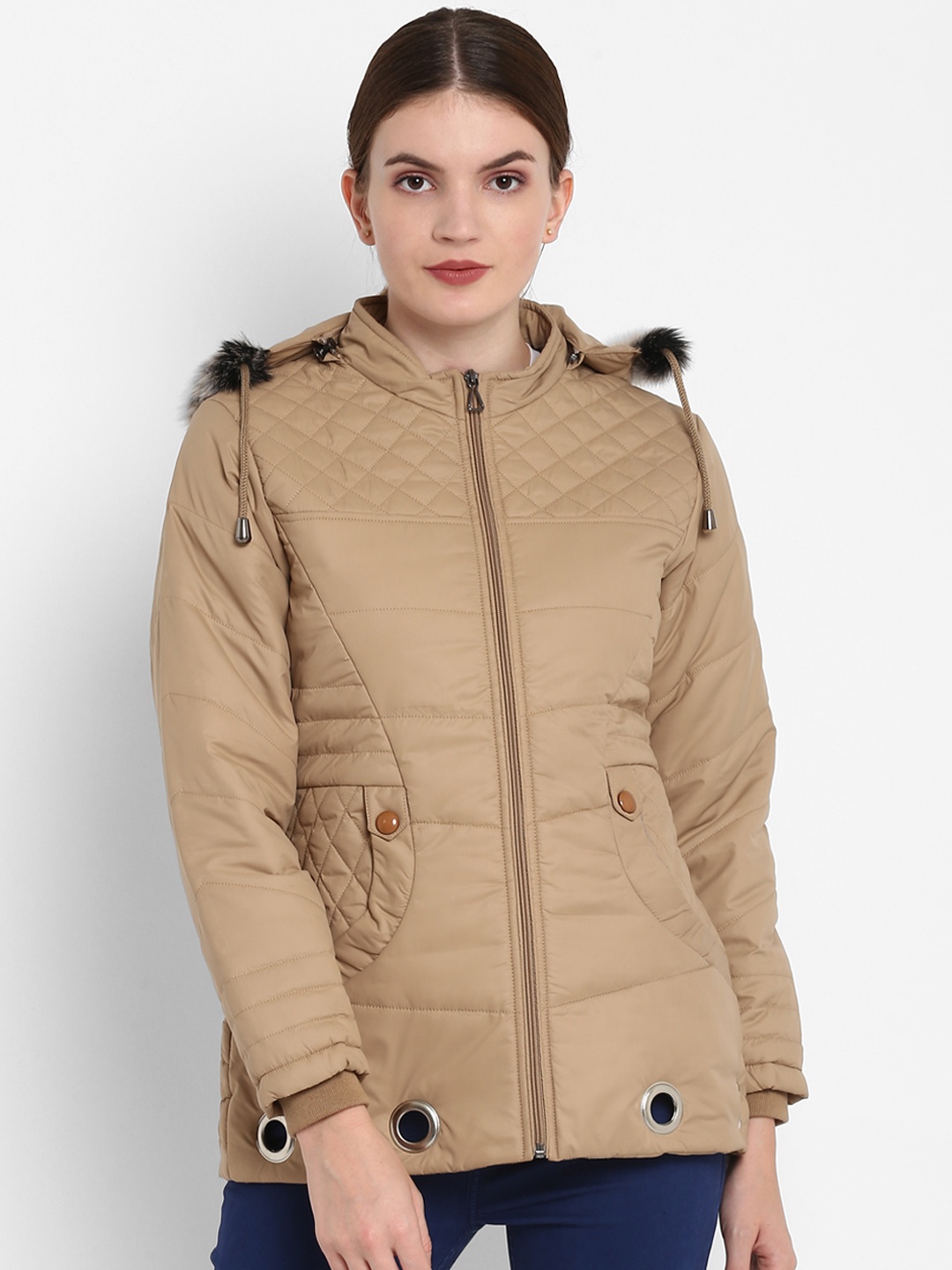 

Alsace Lorraine Paris Women Beige Solid Lightweight Puffer Jacket