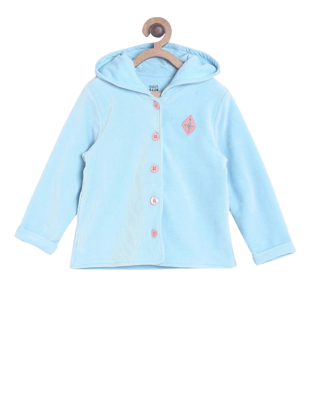 

MINI KLUB Girls Blue Solid Open Front Jacket