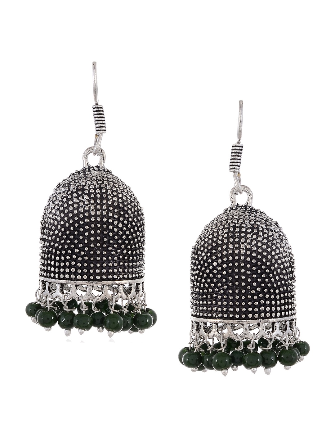

Silvermerc Designs Silver-Plated & Black Oxidised Jhumkas