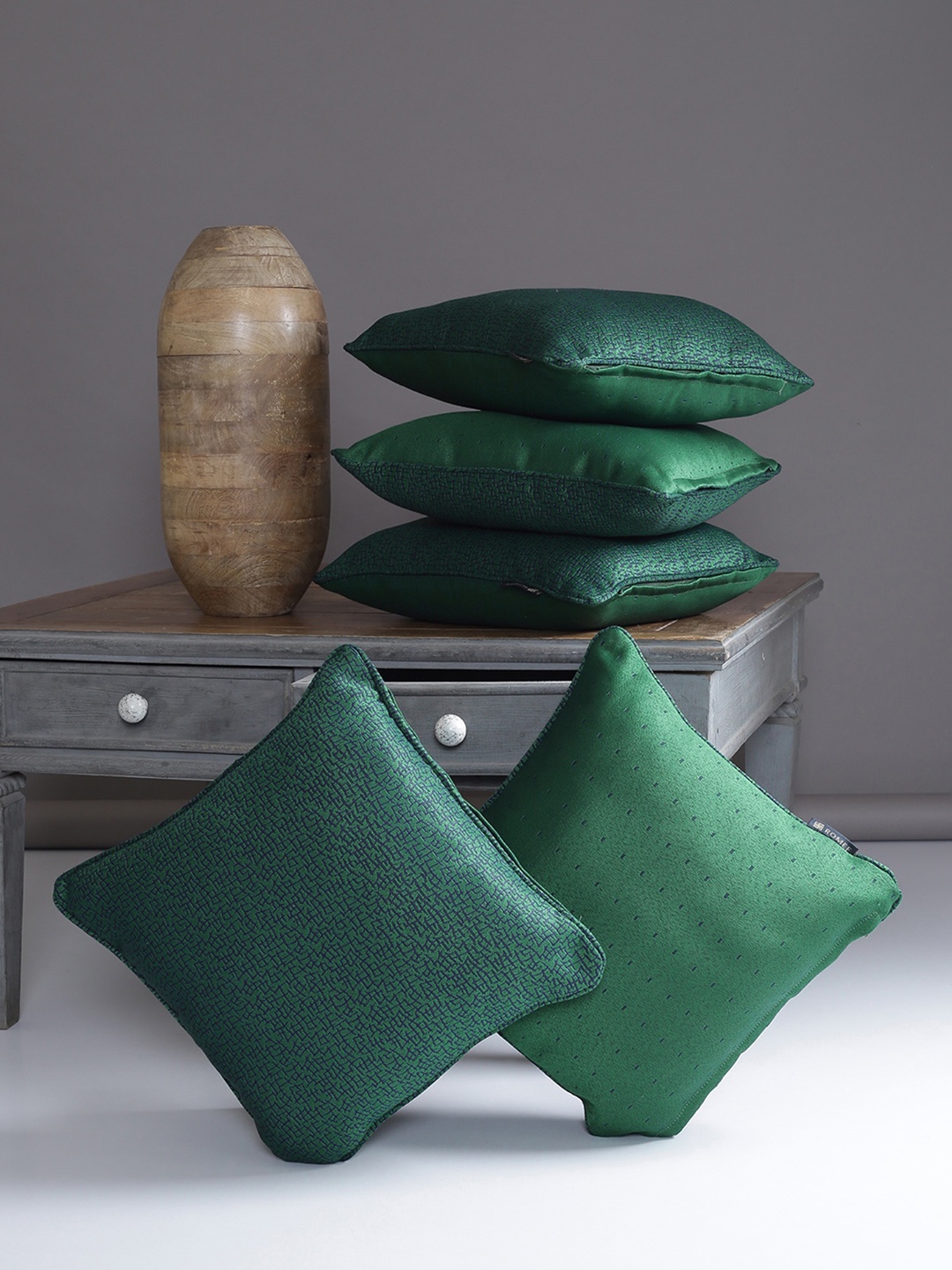 ROMEE Green Set of 5 Square Cushion Covers