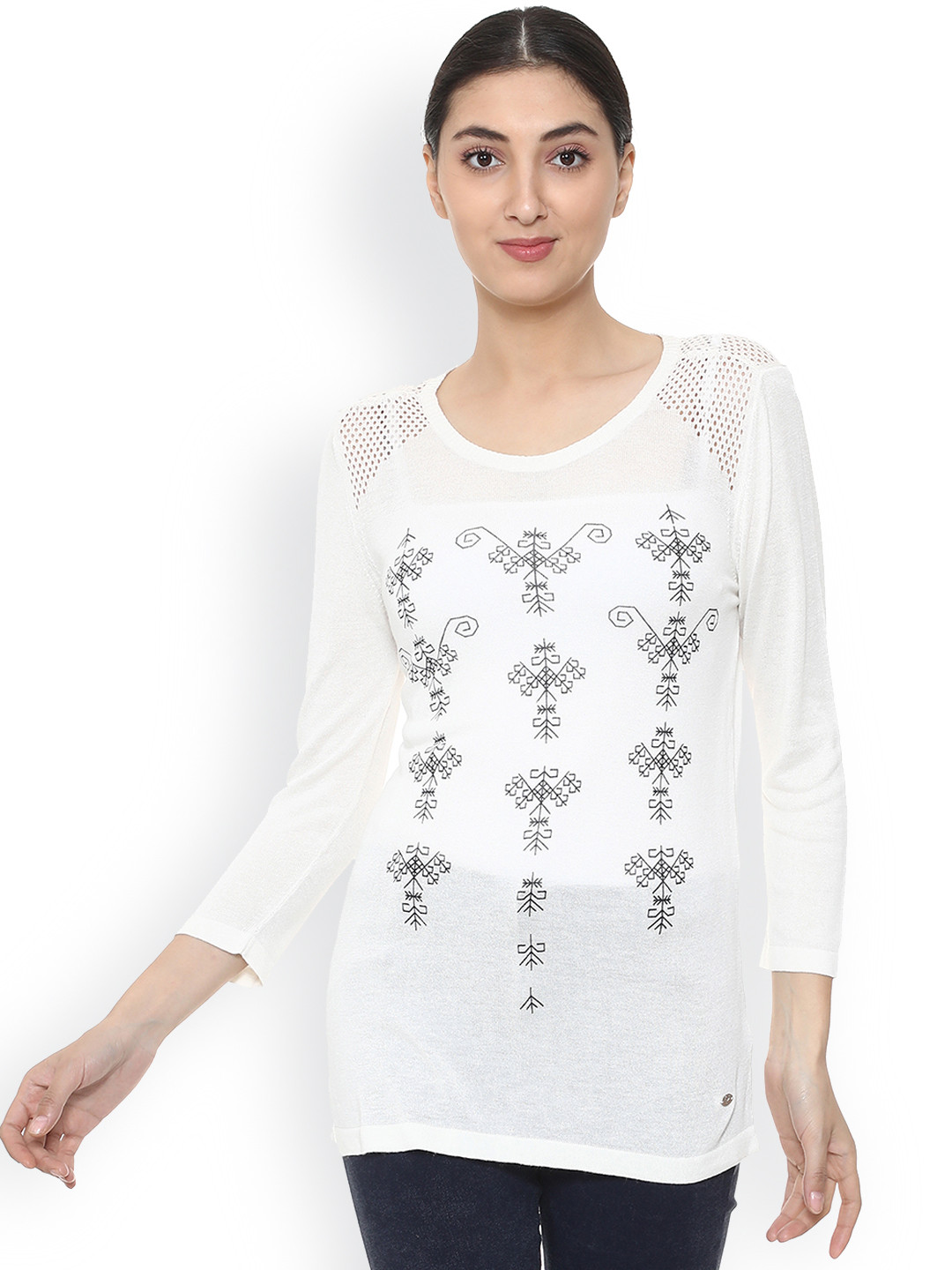 

Allen Solly Women White Printed Pure Cotton Top