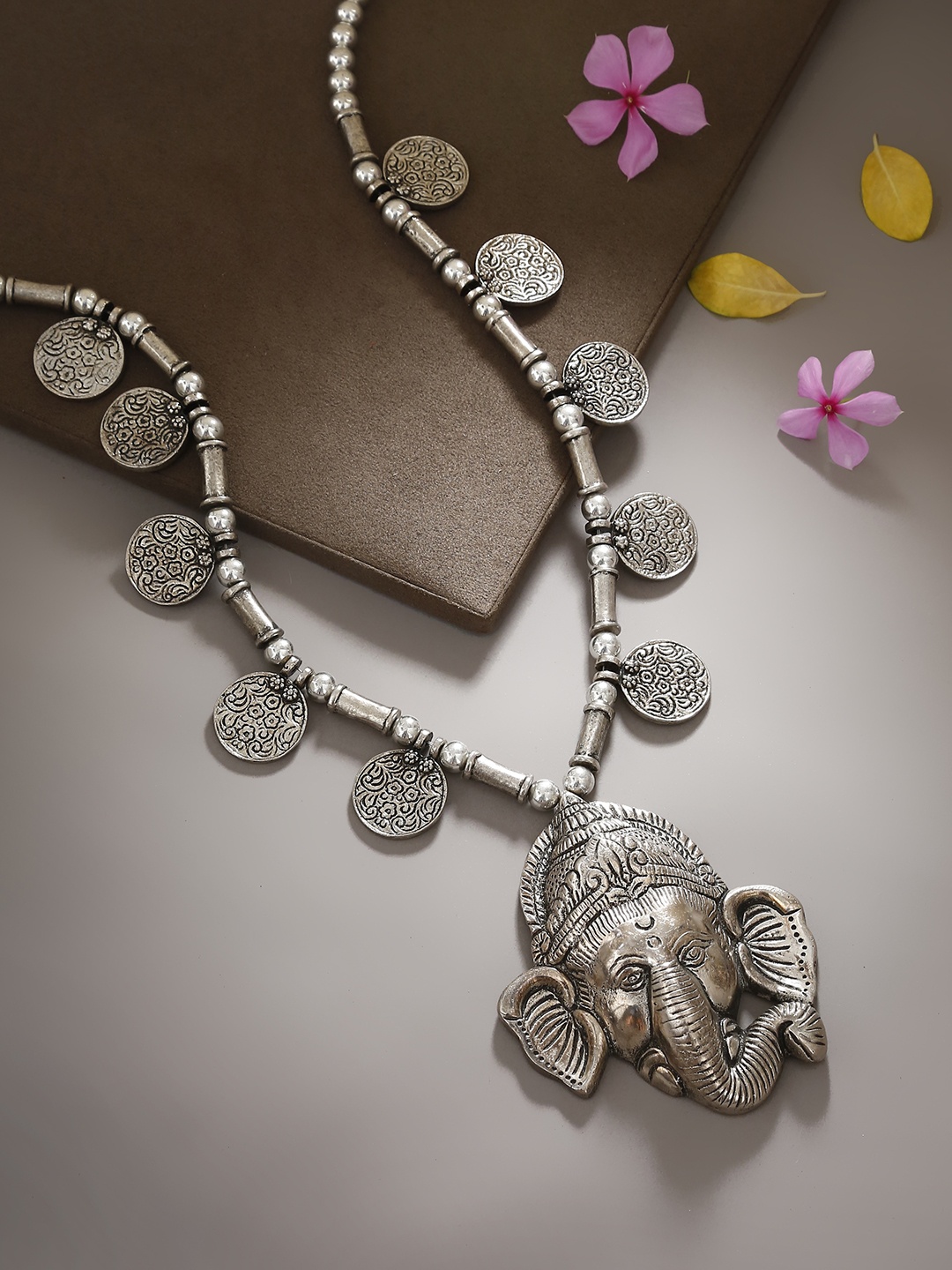 Bamboo Tree Jewels Silver-Toned Antique Necklace