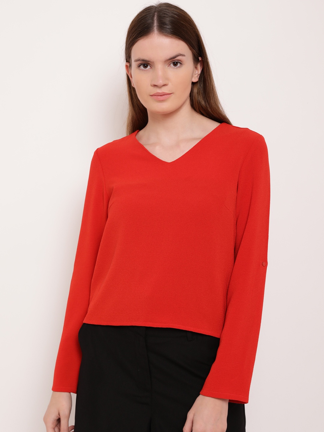 

Kazo Women Red Solid A-Line Top