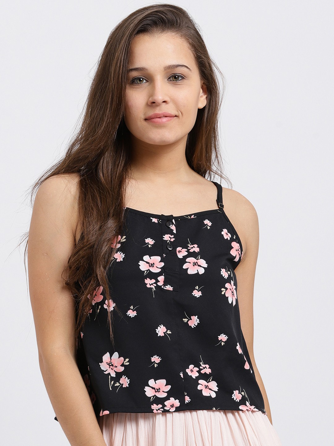 

Trend Arrest Women Black Floral Print Top