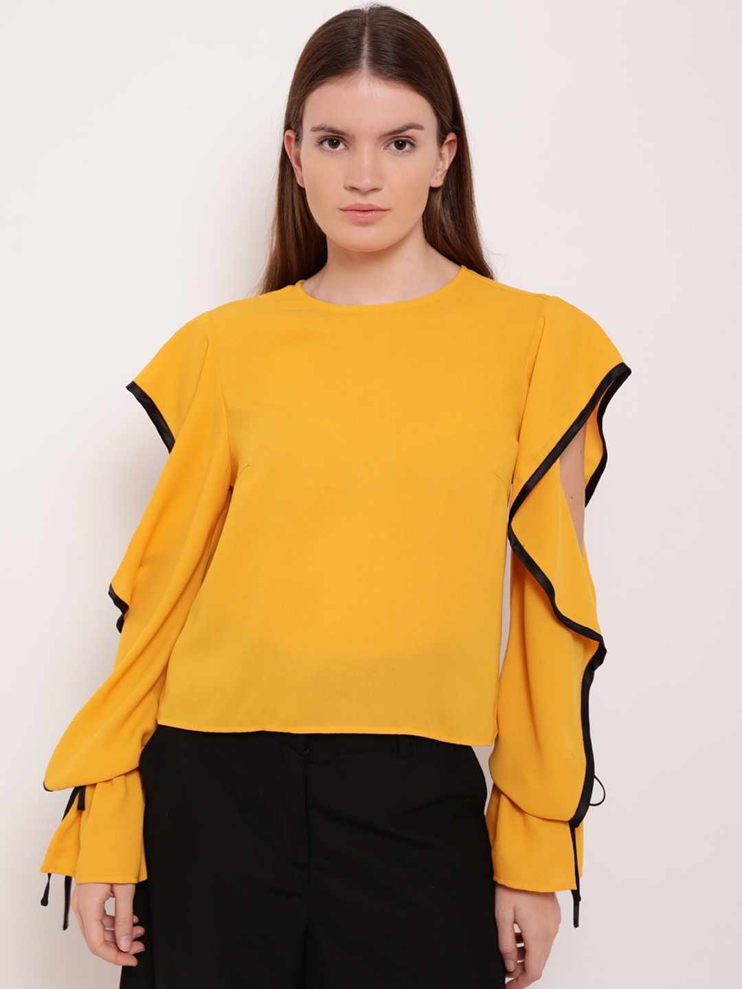

Kazo Women Yellow Solid A-Line Top