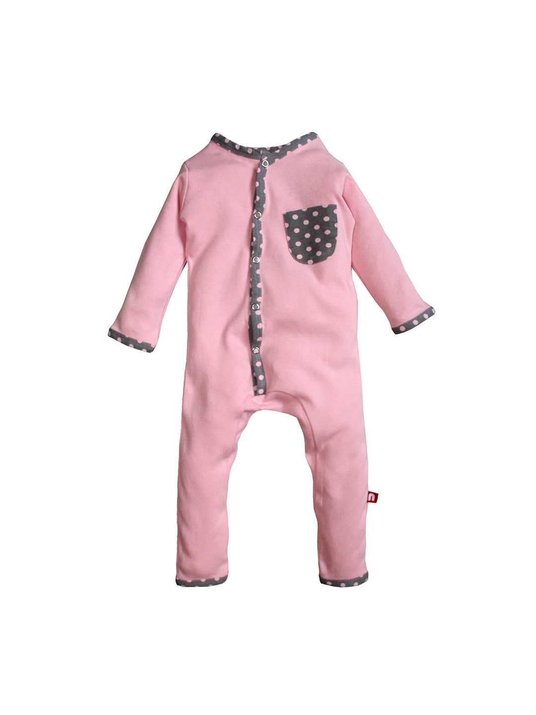 

Nino Bambino Girls Pink 100% Pure Organic Cotton Solid Full Romper