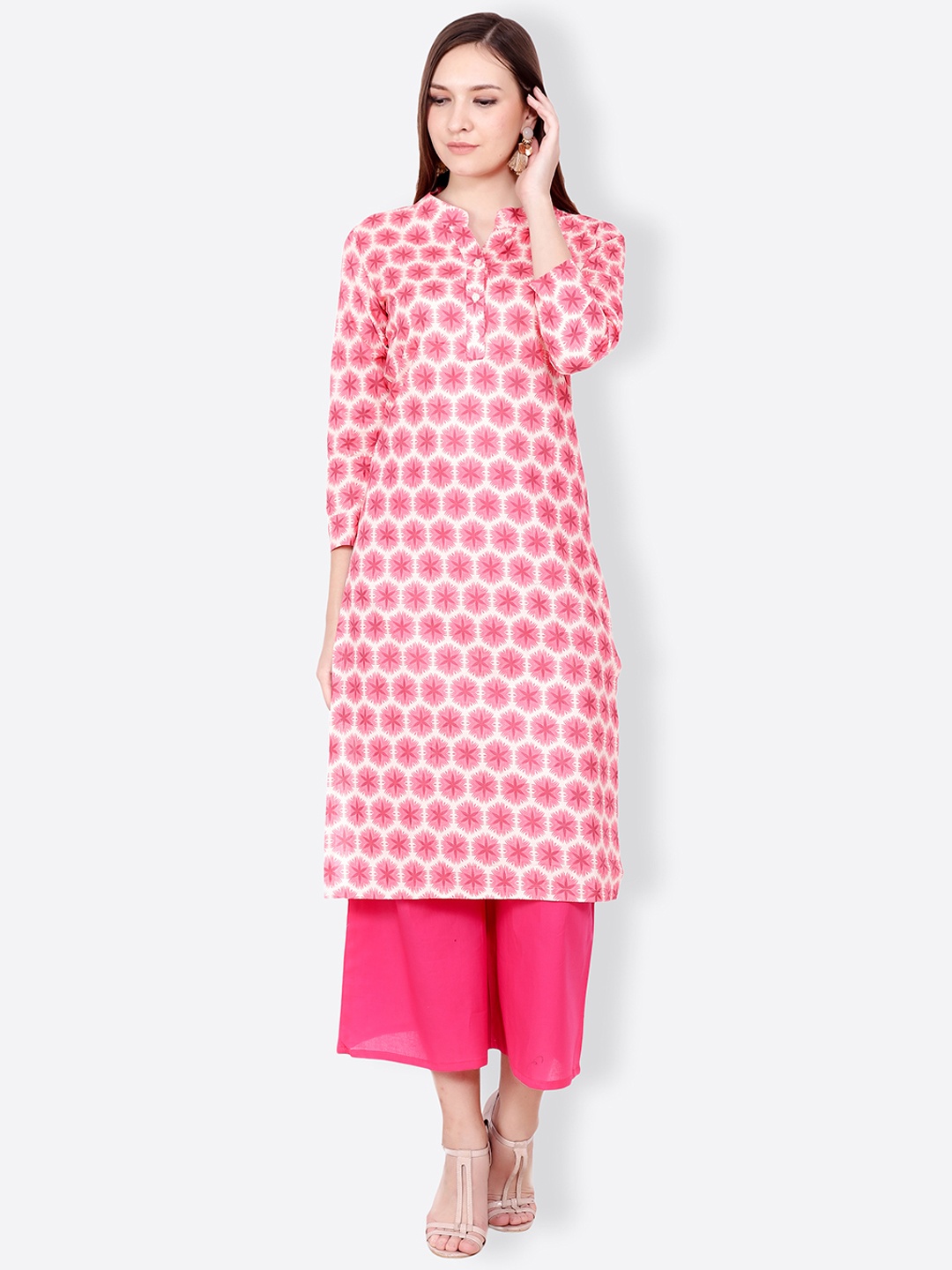 

SCORPIUS Women Pink Printed Straight Kurta