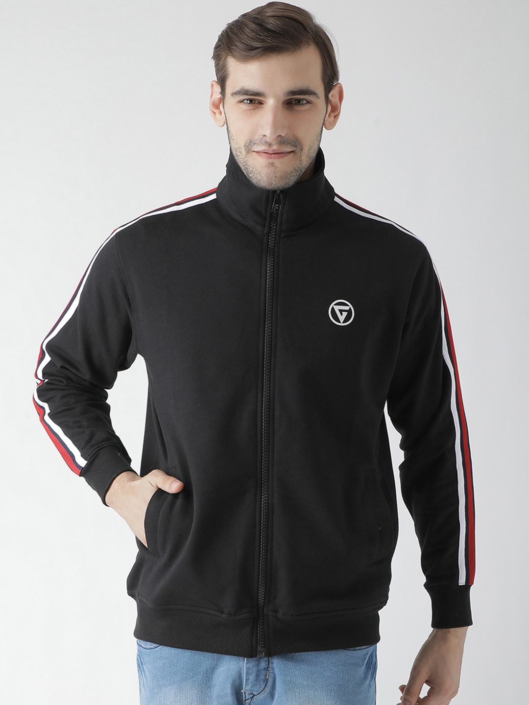 

GRIFFEL Men Black Solid Sweatshirt
