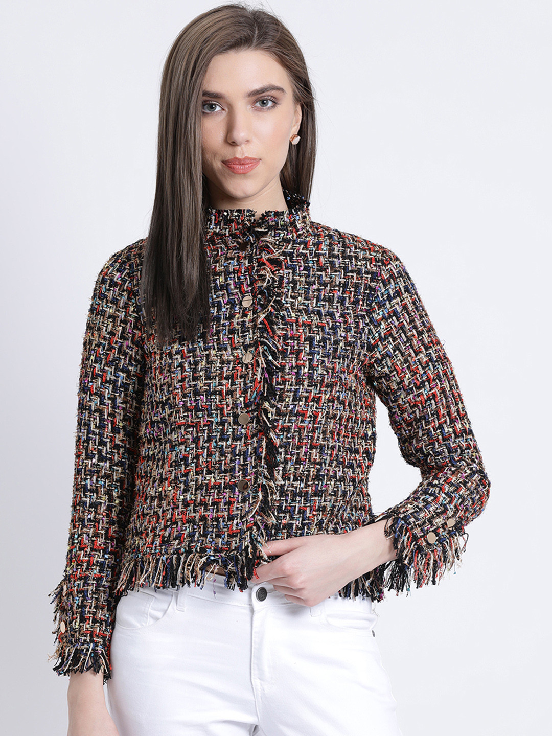 

Kazo Women Multicoloured Self-Design Jacket, Multi