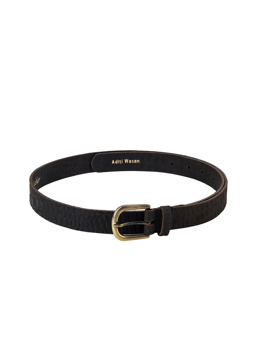 

Aditi Wasan Women Brown Genuine Leather Textured Slim Belt