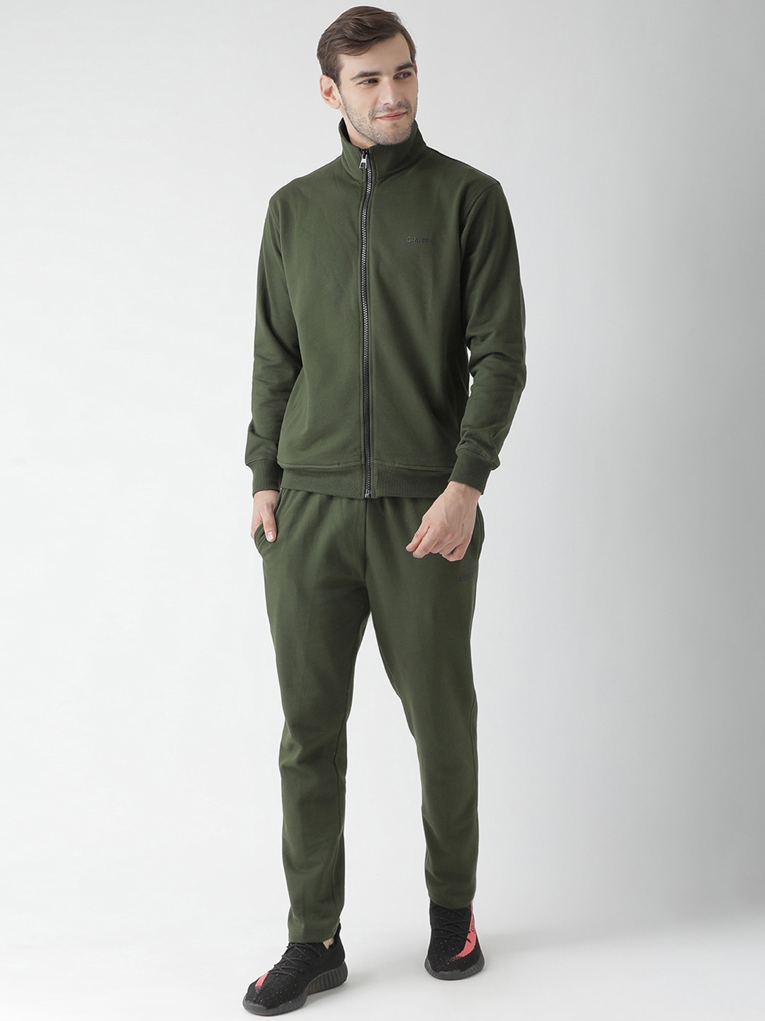 

GRIFFEL Men Green Solid Tracksuit