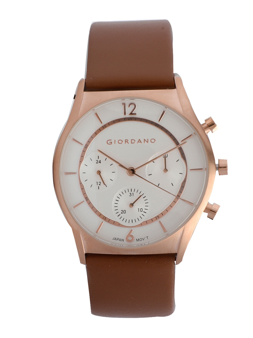

GIORDANO Men White Leather Analogue Watch 1974-03