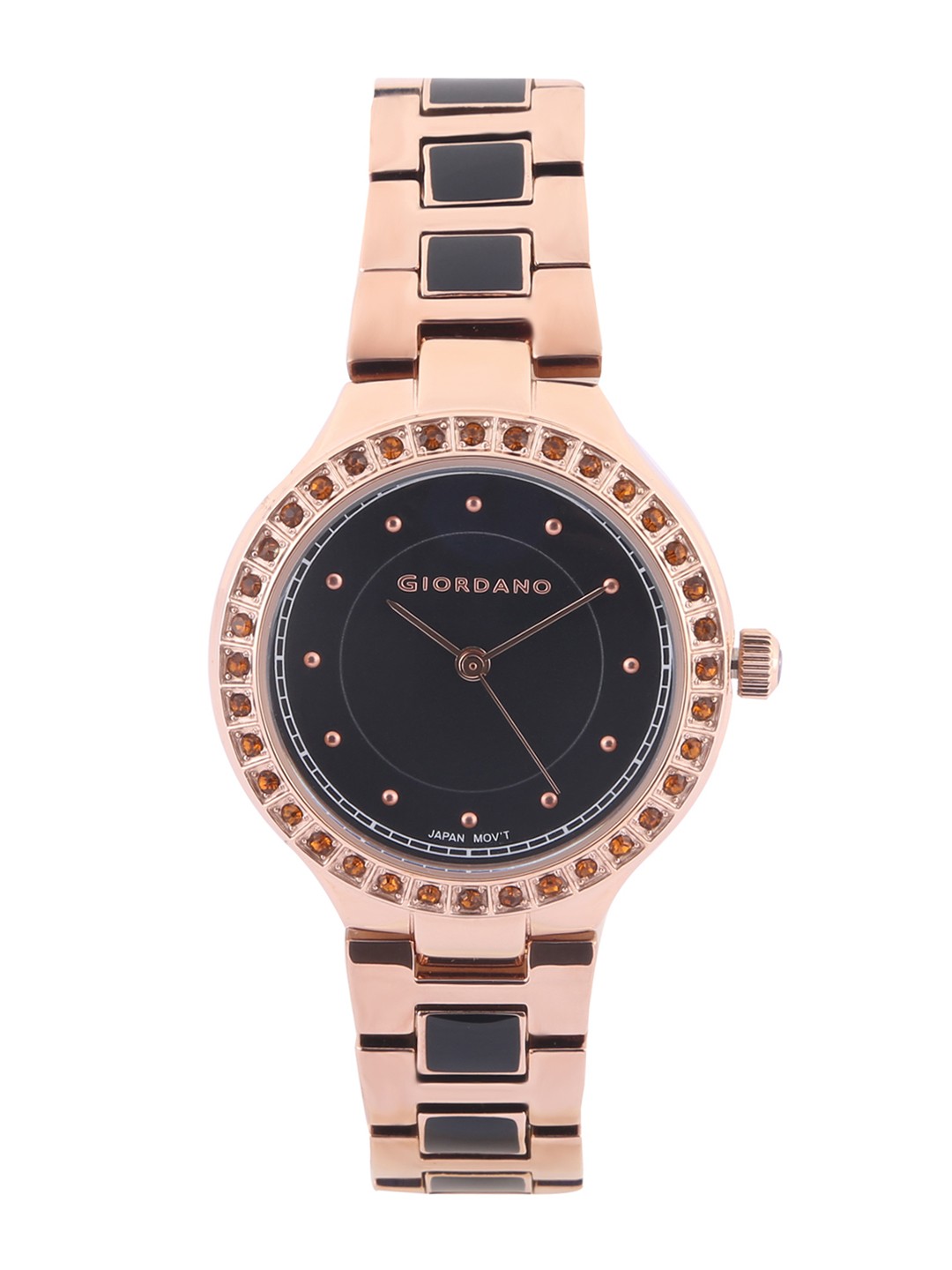 

GIORDANO Women Black & Rose Gold Analogue Watch 2976-22