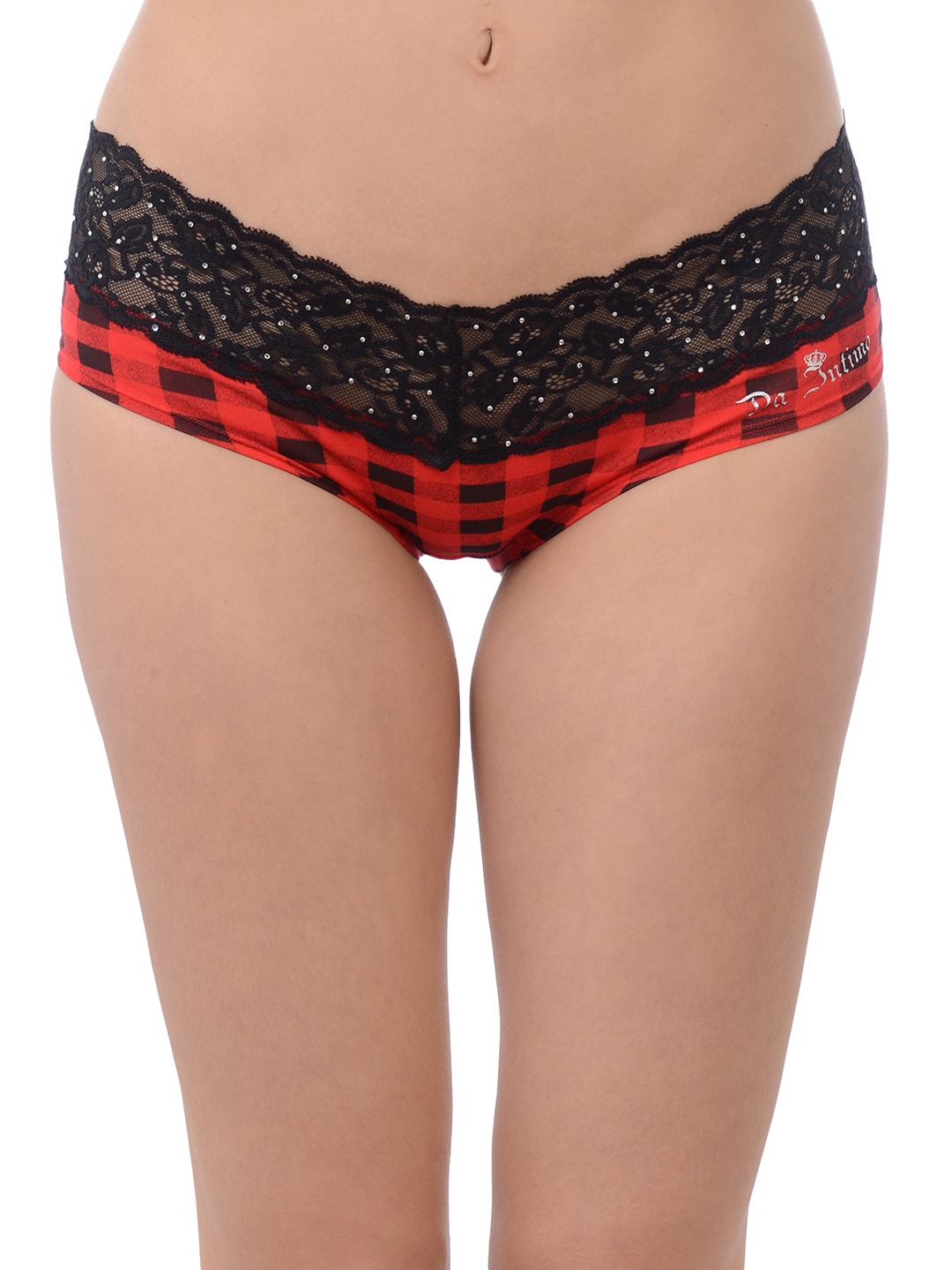

Da Intimo Women Red & Black Checked Hipster Briefs
