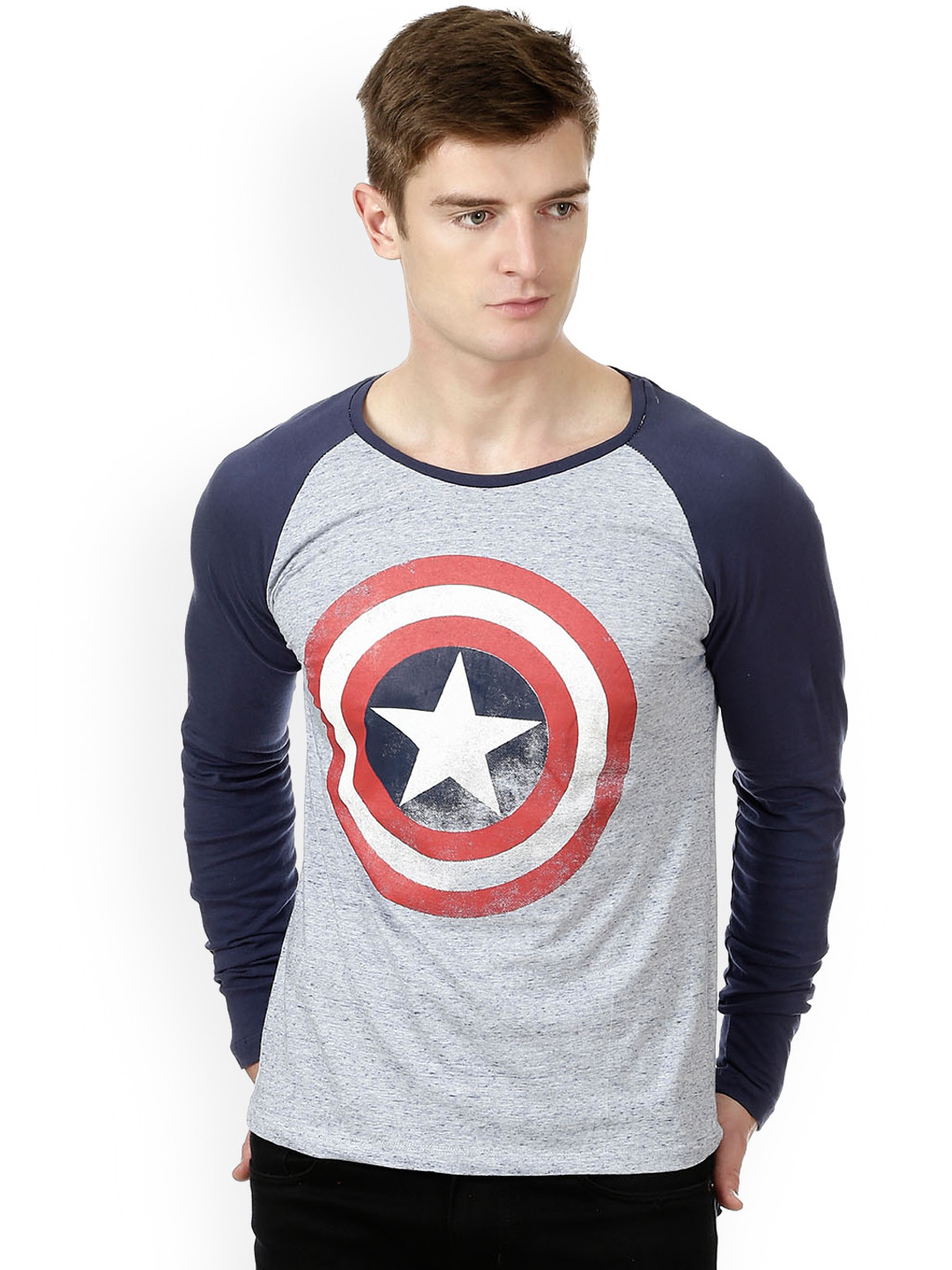 

Free Authority Captain America Printed Men Navy Blue T-shirt