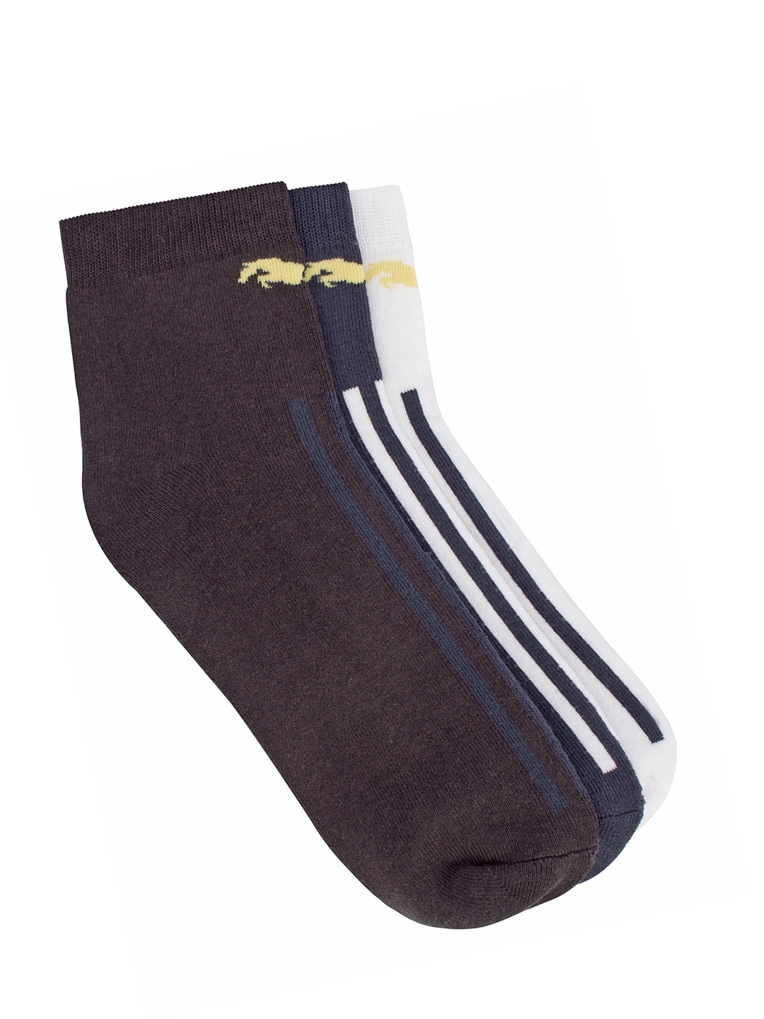 

JUMP USA Men Pack of 3 Patterned Ankle Length socks, White