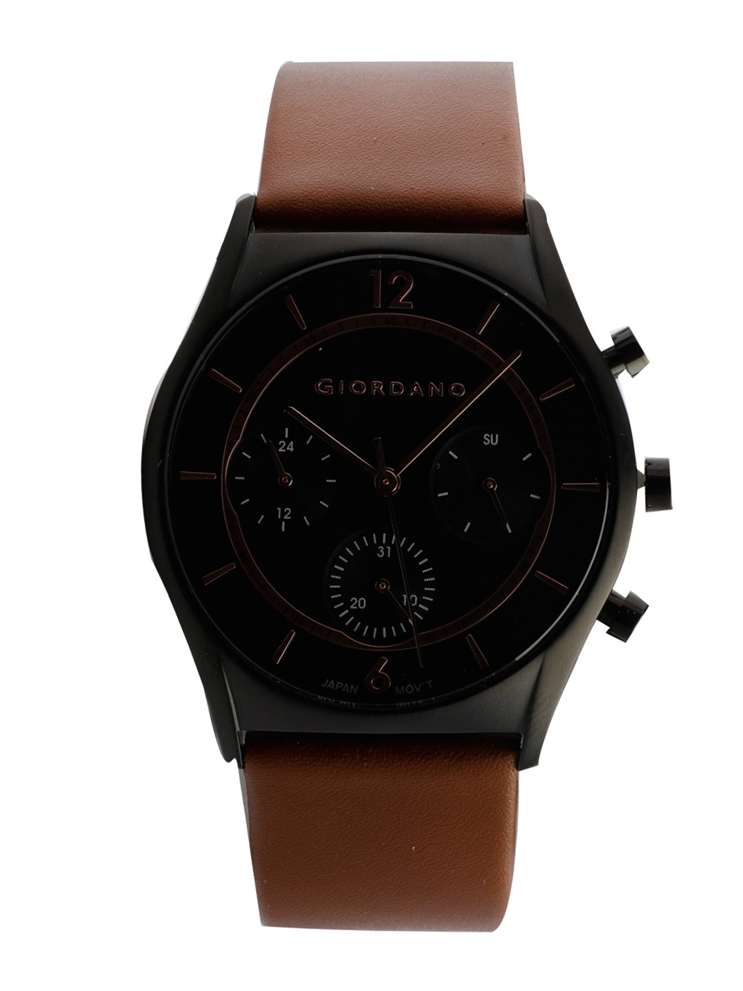 

GIORDANO Men Black Analogue Leather Watch 1974-02-Black