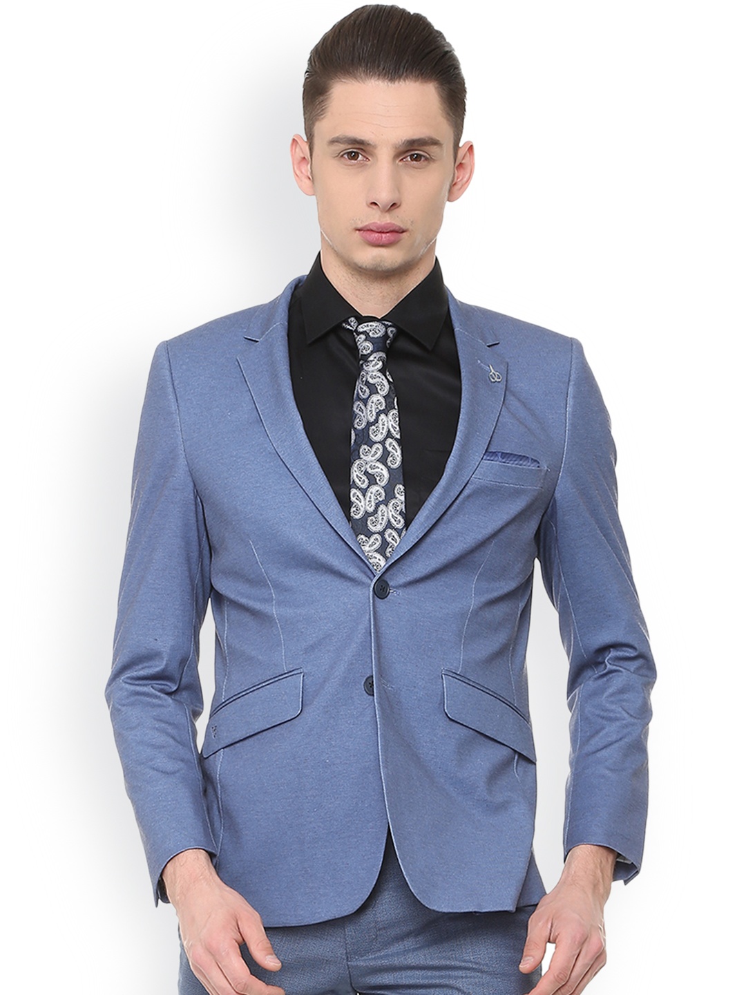 

Van Heusen Men Blue Solid Slim-Fit Single-Breasted Blazer