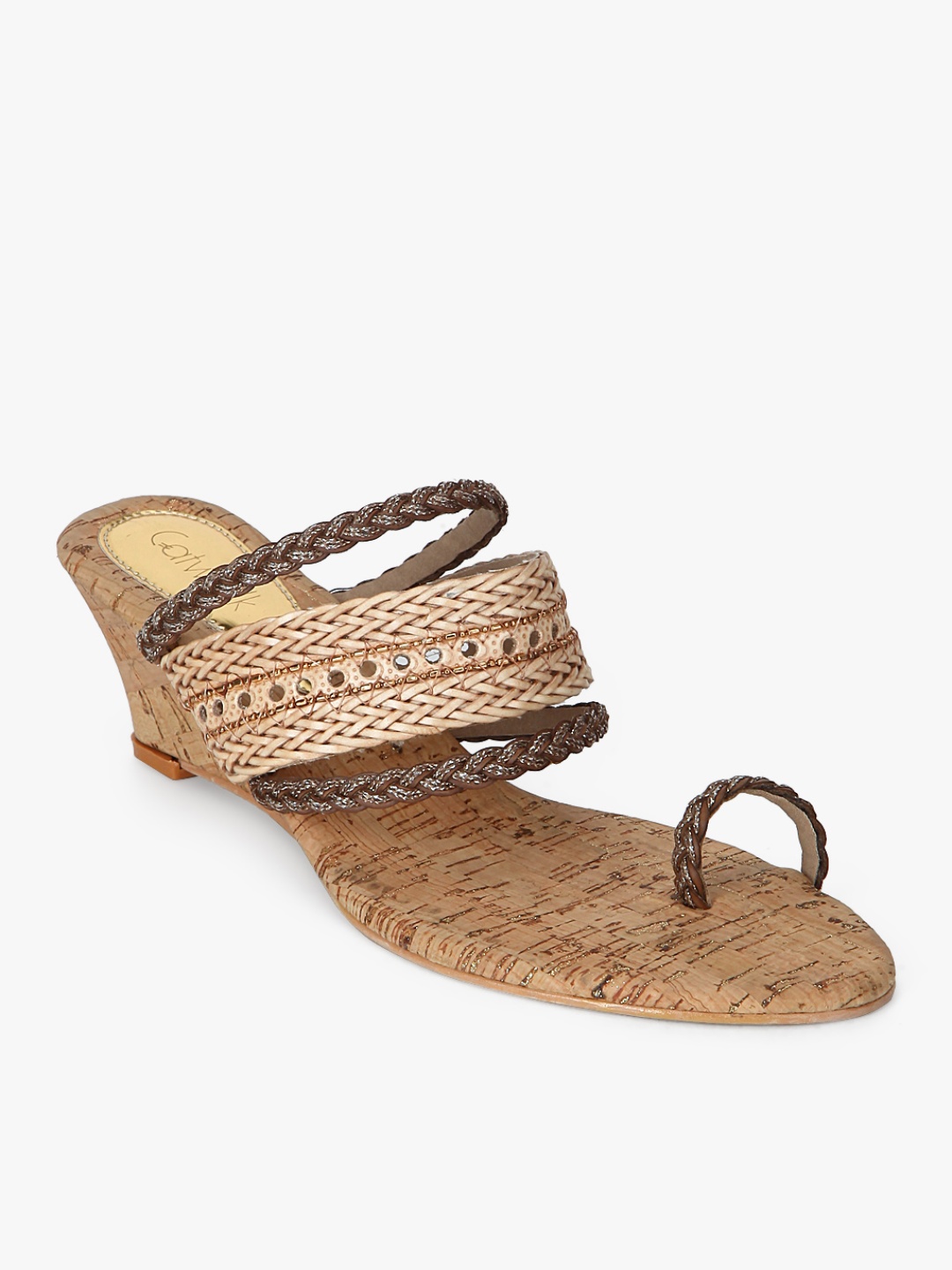

Catwalk Woven Design Wedge Heels, Beige