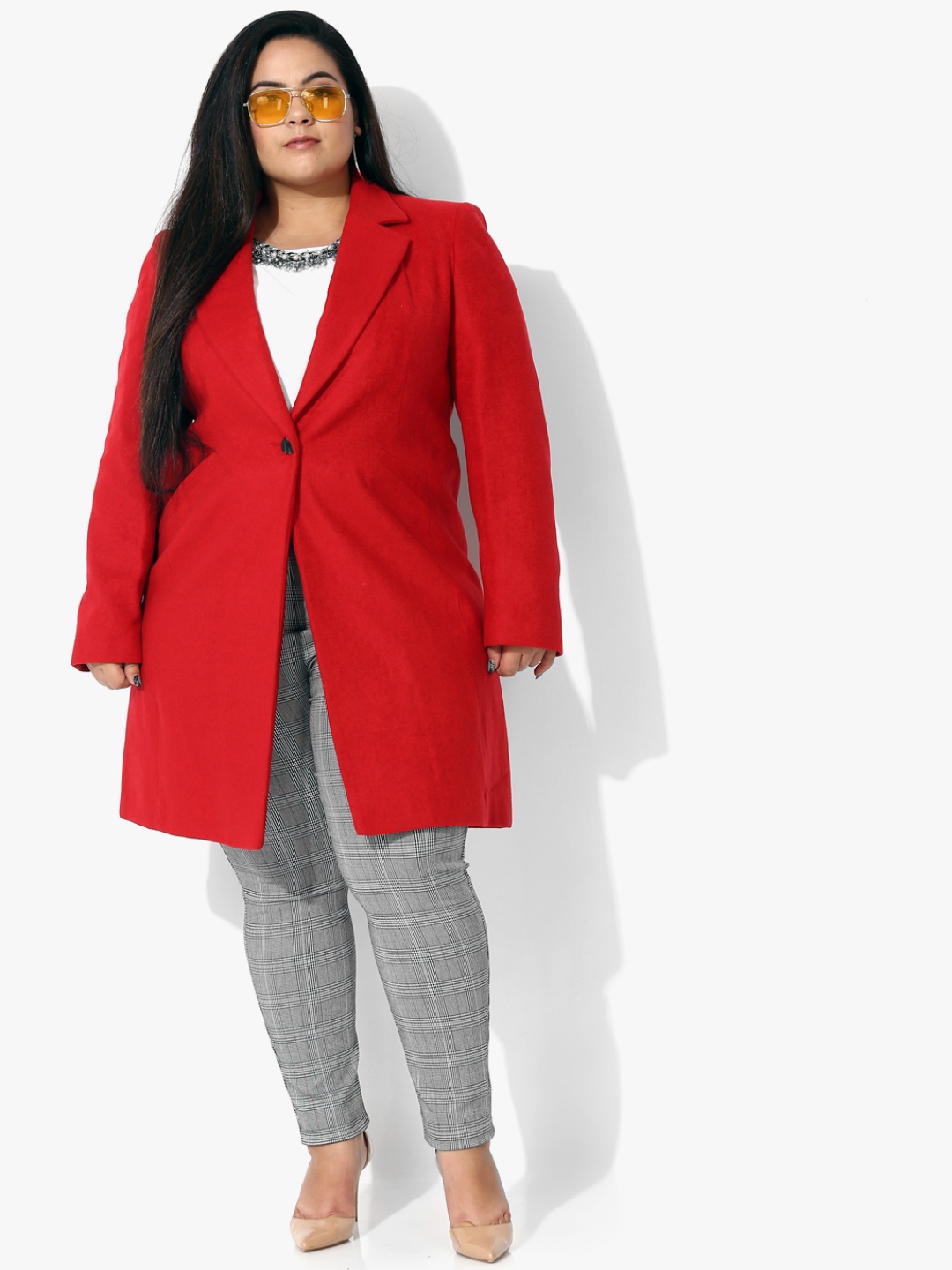 

Red Solid Long Coat