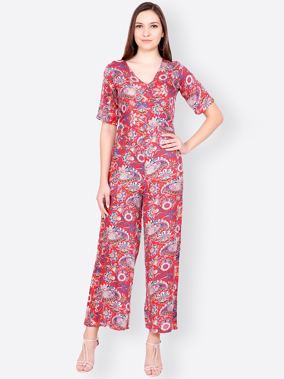 

SCORPIUS Red Printed Basic Jumpsuit