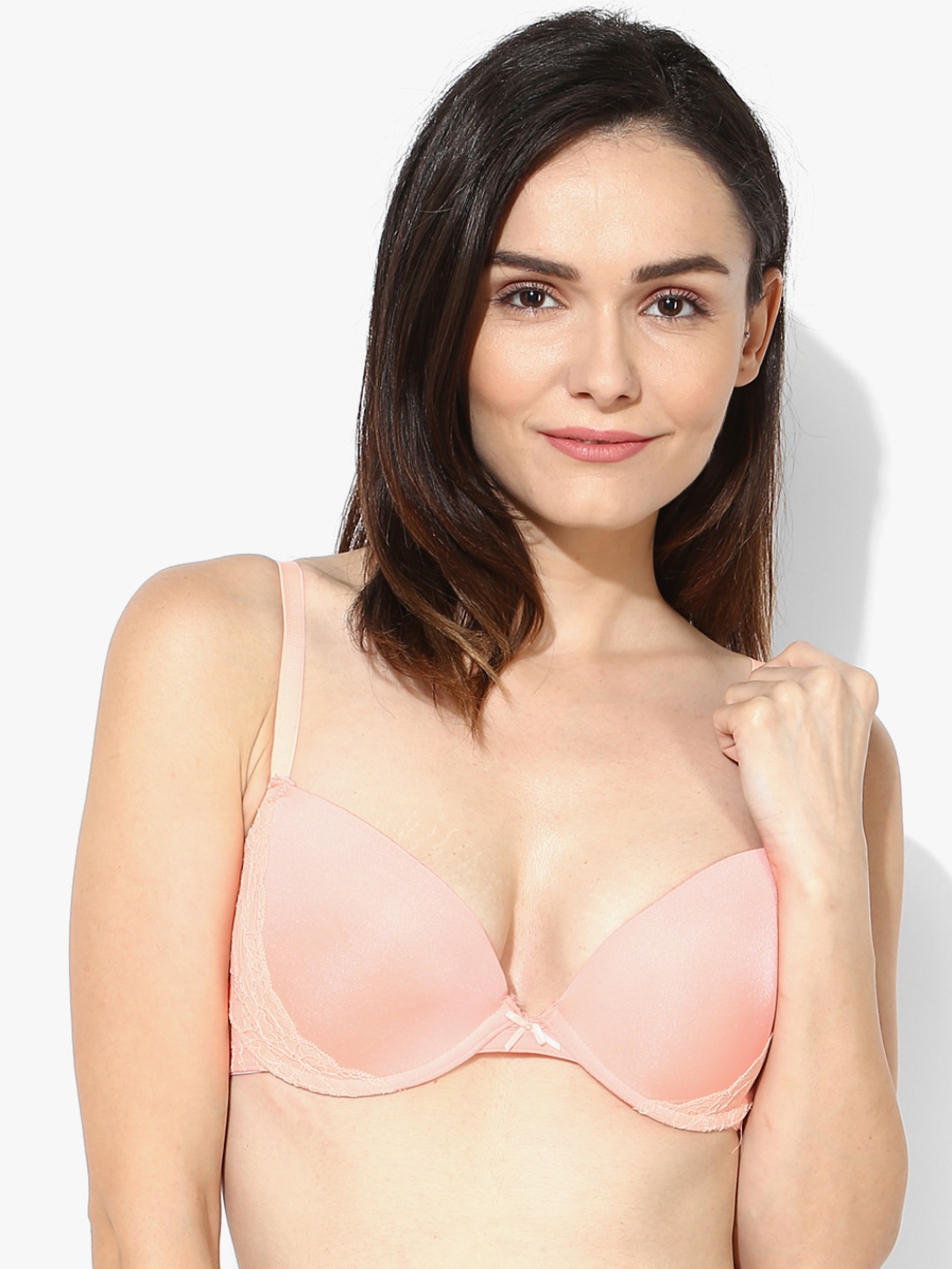 

Peach Self Design Under-Wired Light Padded Bra