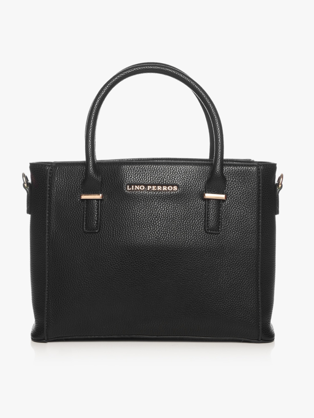 Black Synthetic Leather Satchel