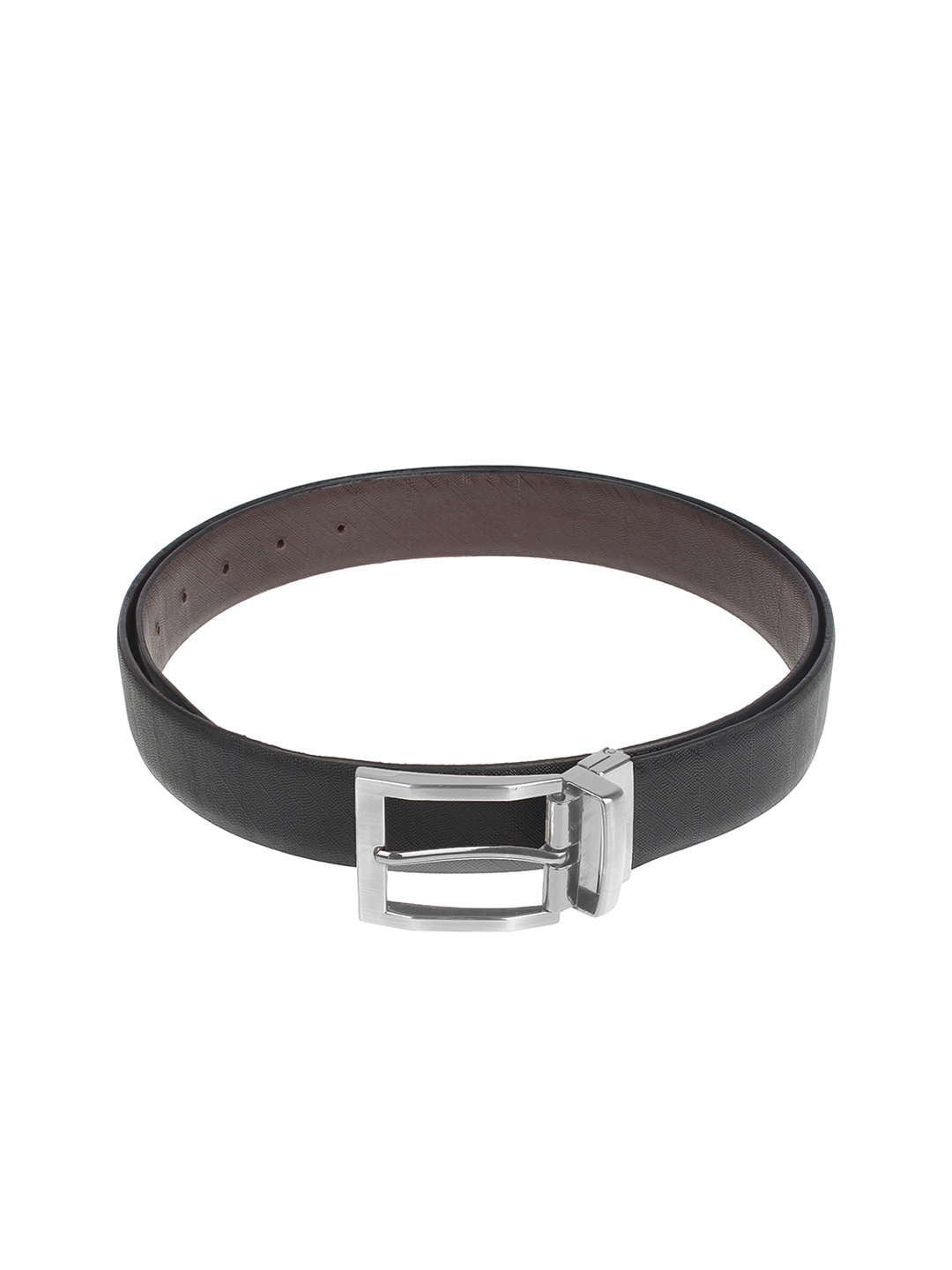 

amicraft Men Black & Brown Leather Reversible Textured Belt ACNINJ