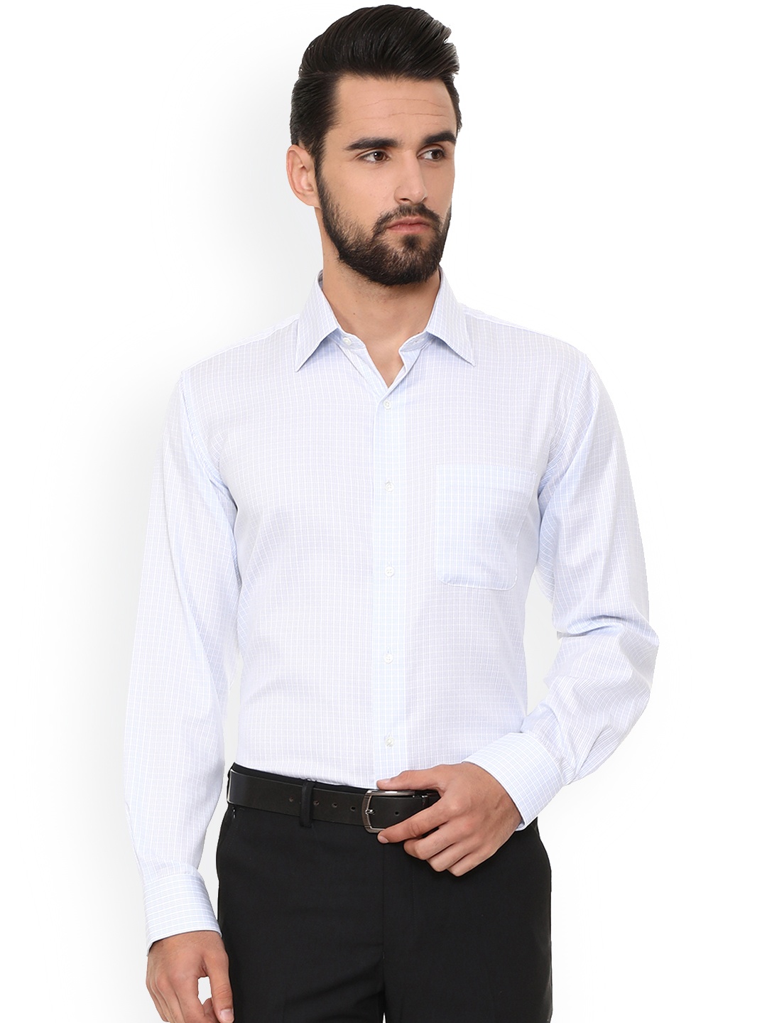 Van Heusen Men Blue Regular Fit Checked Formal Shirt
