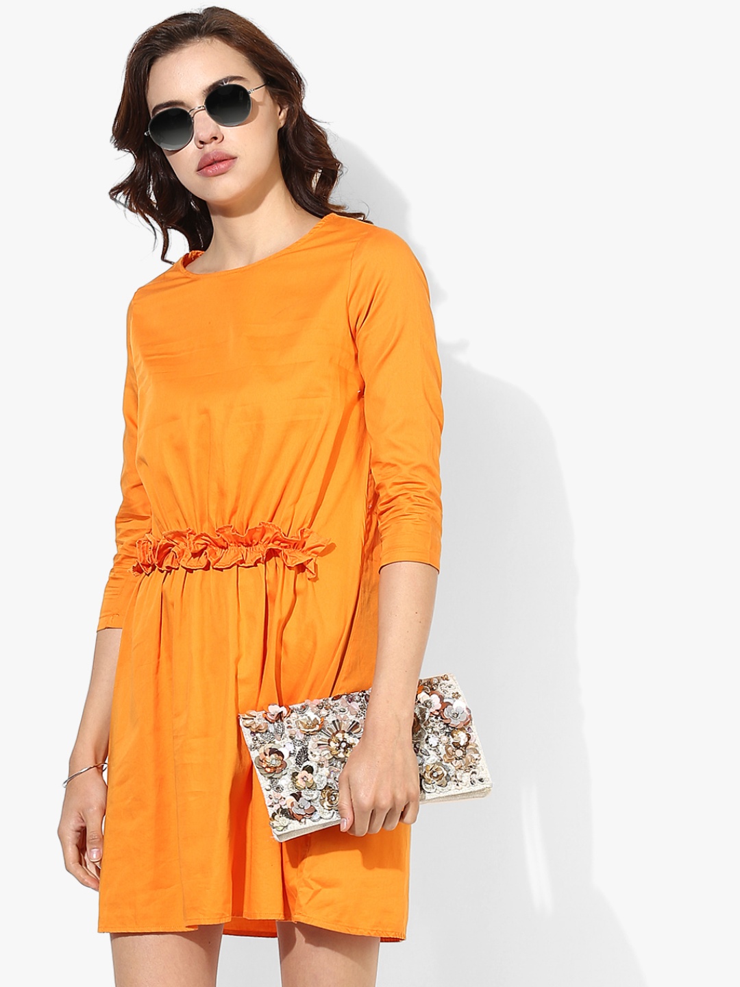 

EVAH LONDON Women Orange Solid A-Line Dress