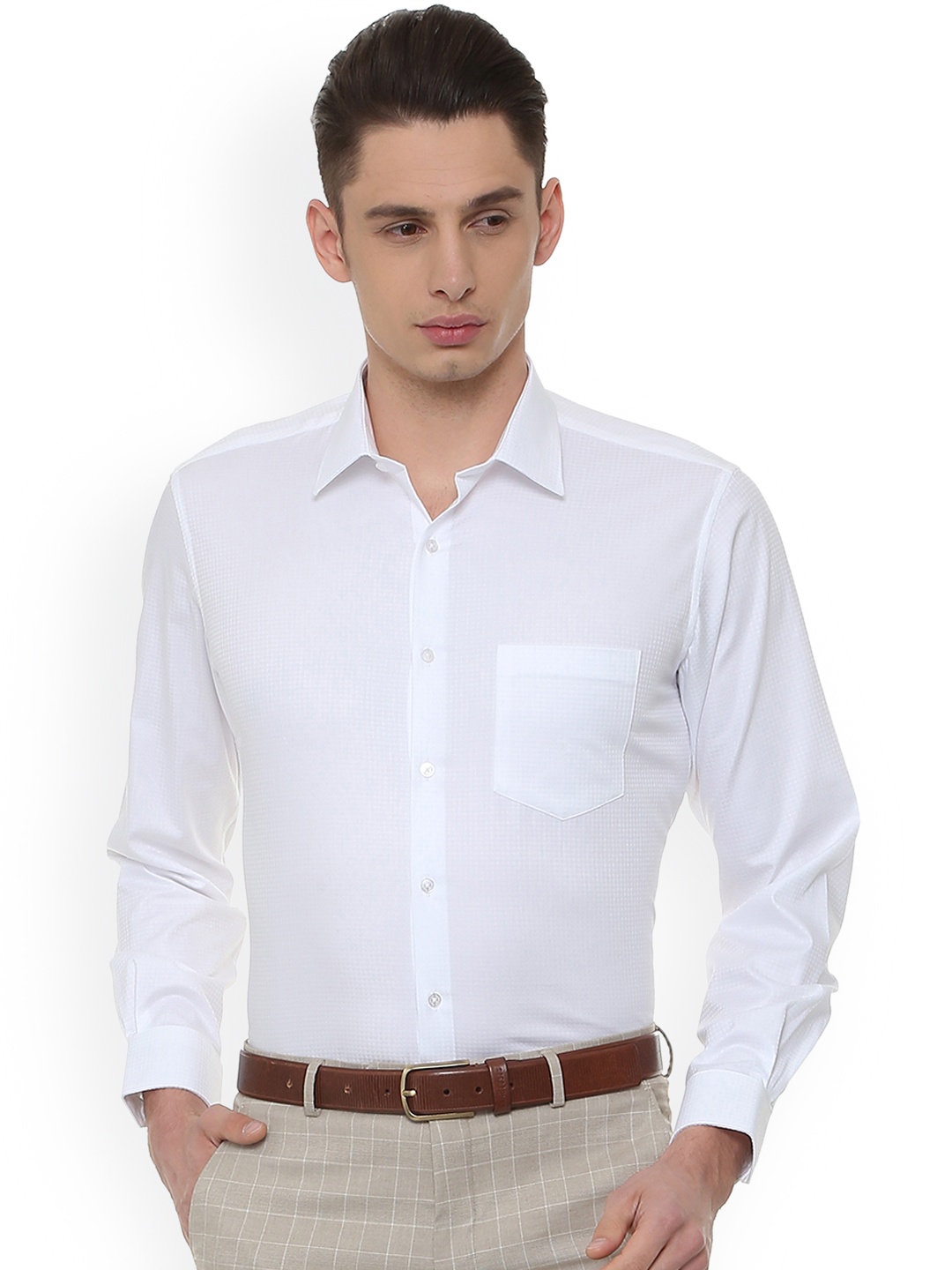 

Van Heusen Men White Regular Fit Self Design Formal Shirt