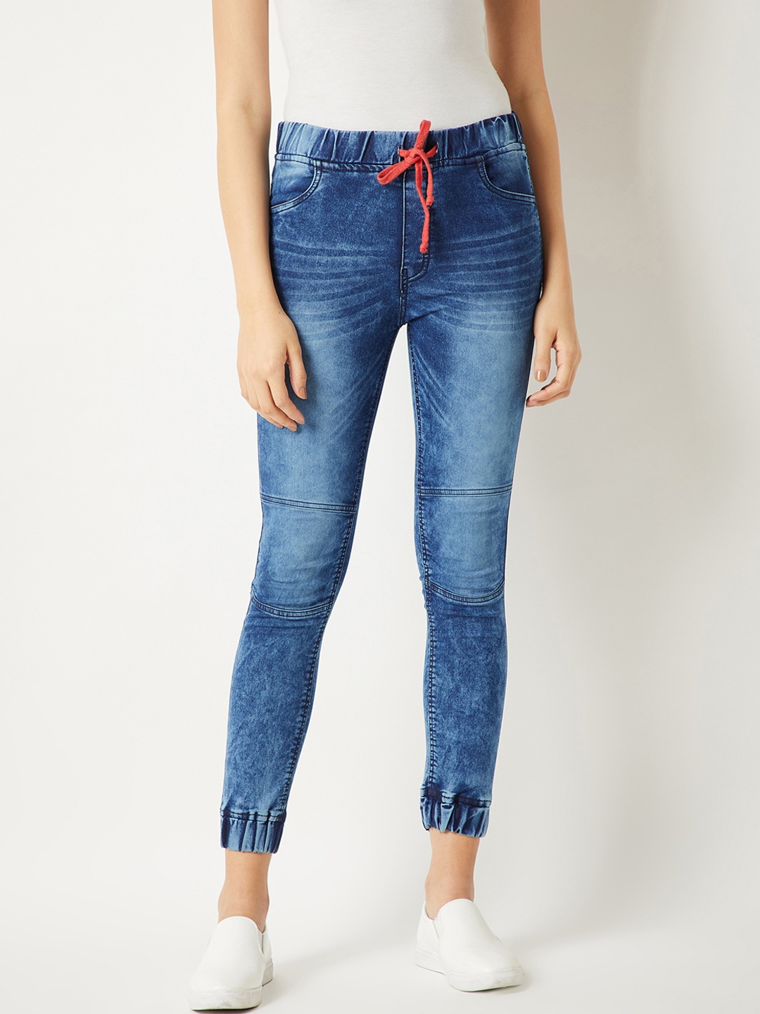 

Miss Chase Women Blue Regular Fit Faded Joggers