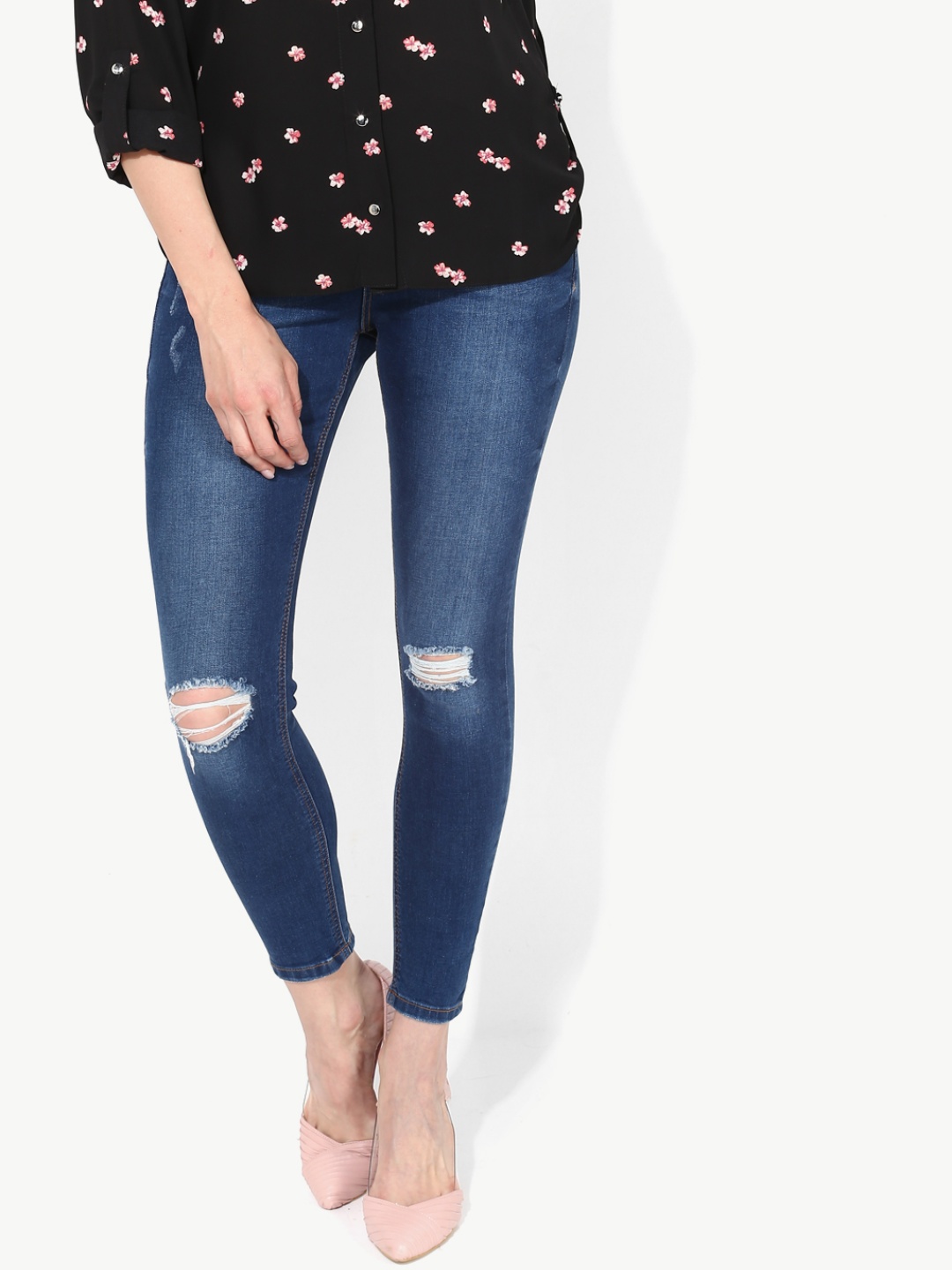 

Blue Washed Mid Rise Skinny Fit Jeans